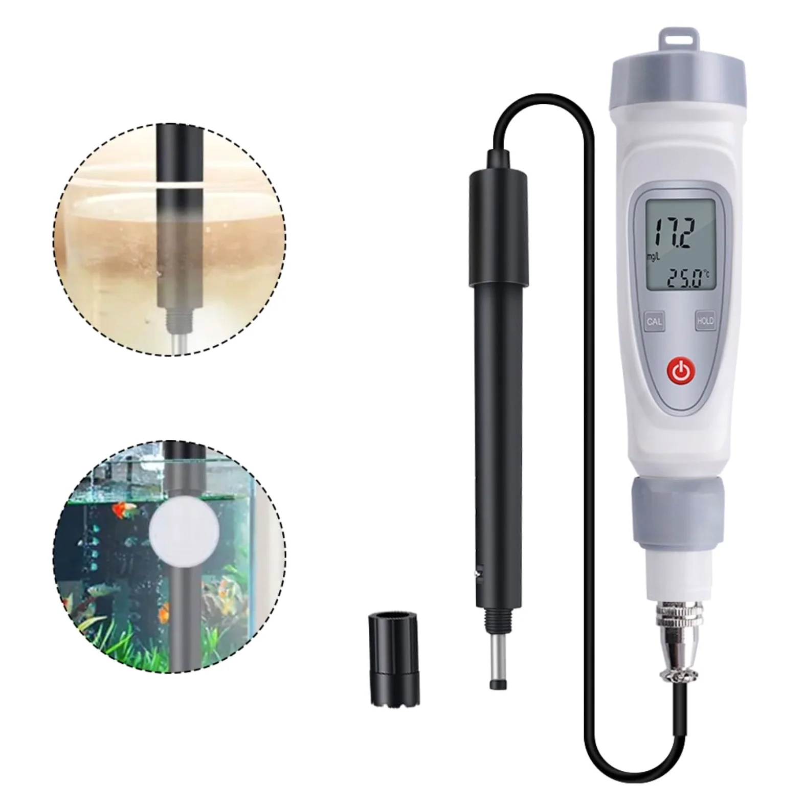 Oxímetro digital disuelto con compensación automática de temperatura, probador de DO, portátil, para análisis de calidad del agua en acuicultura y laboratorios, rango de medición 0-20 mg/L