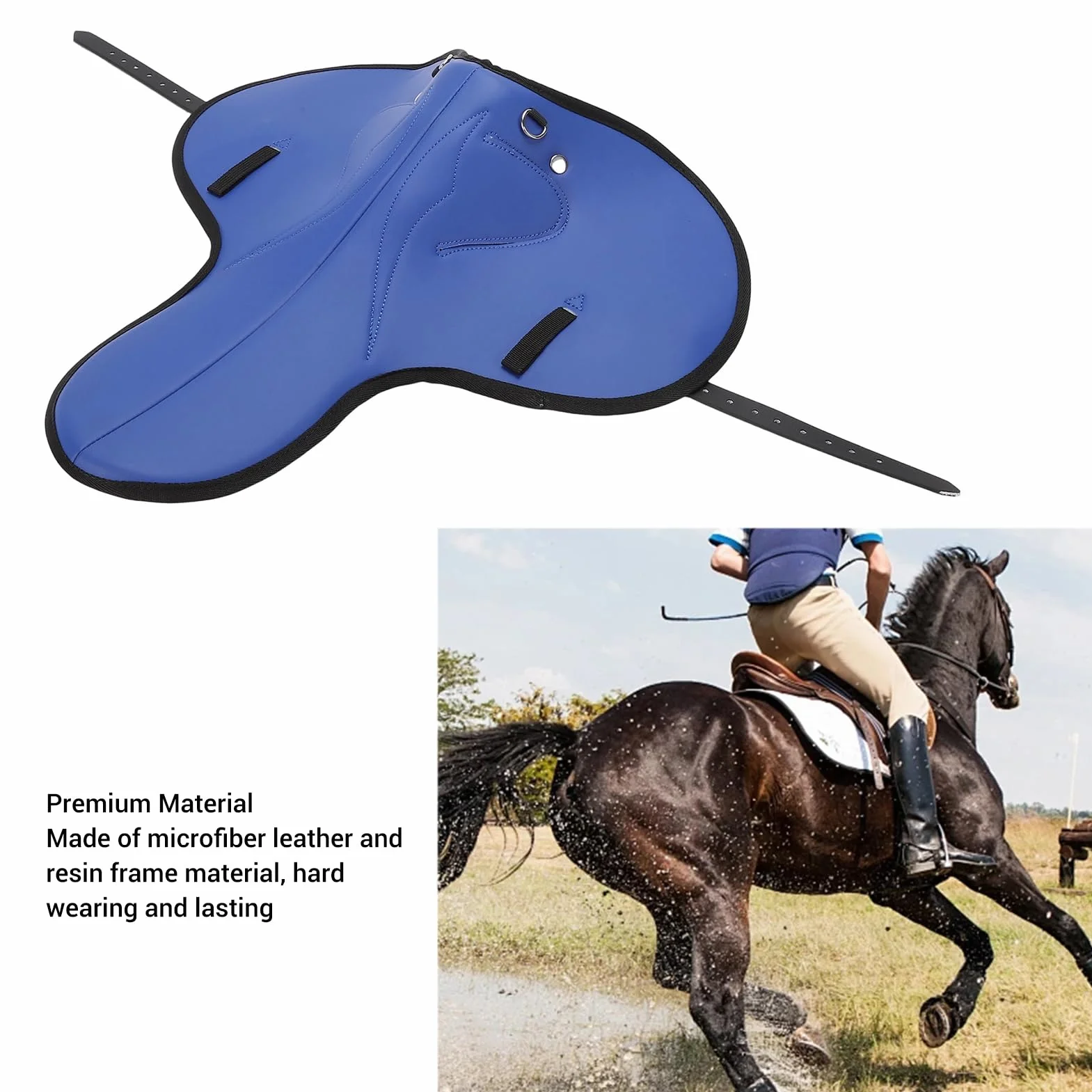 Almohadilla para Silla de Montar de Caballo, de Cuero de Microfibra, con Marco de Resina, Cojín Ergonómico Antideslizante Que Absorbe los Golpes para Equitación, Doma y Salto