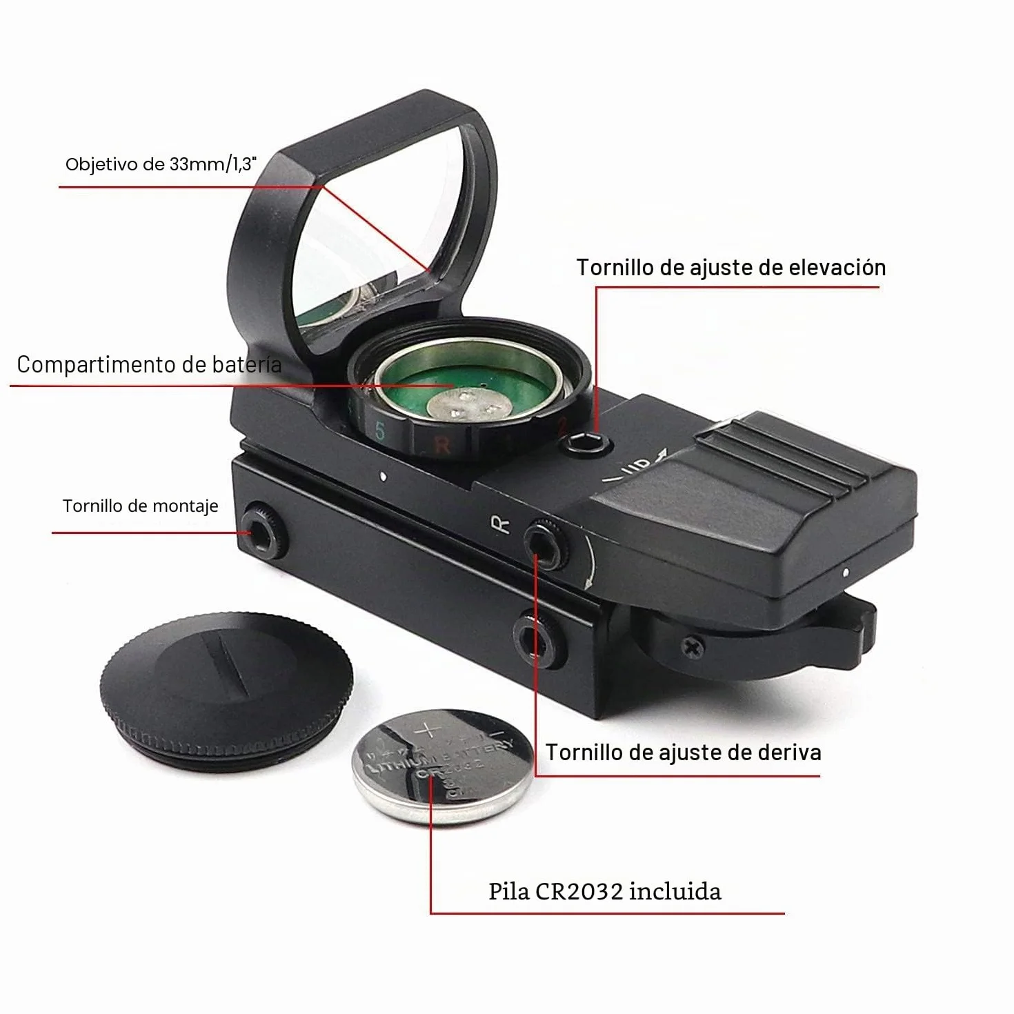 Mira de Punto Rojo 4 reticles 20/22 mm Weaver Picatinny Rail Mount