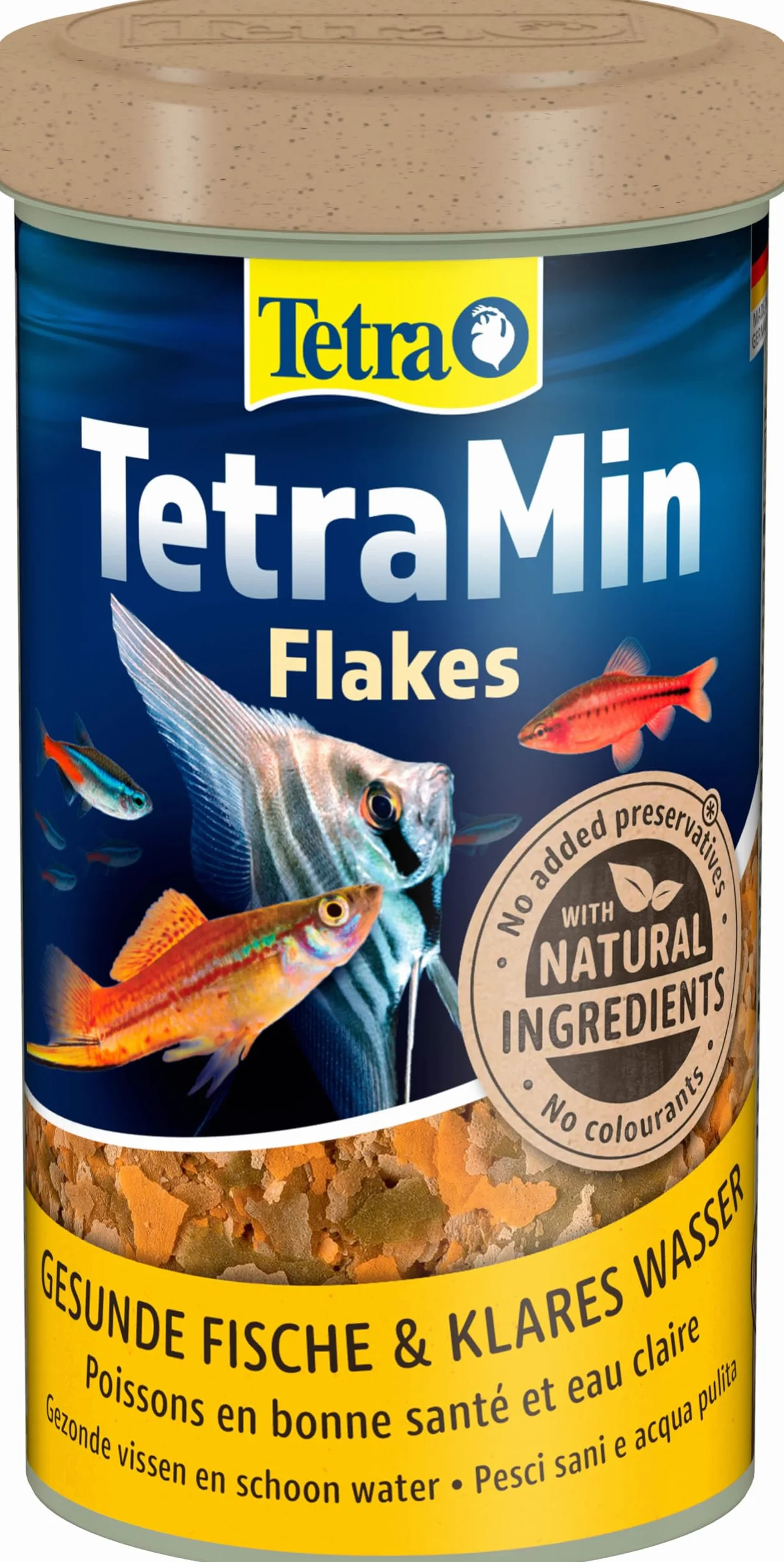 TetraMin Flakes - alimento en forma escamas de para todos los peces ornamentales, mezcla equilibrada para peces sanos y agua clara, lata de 500 ml