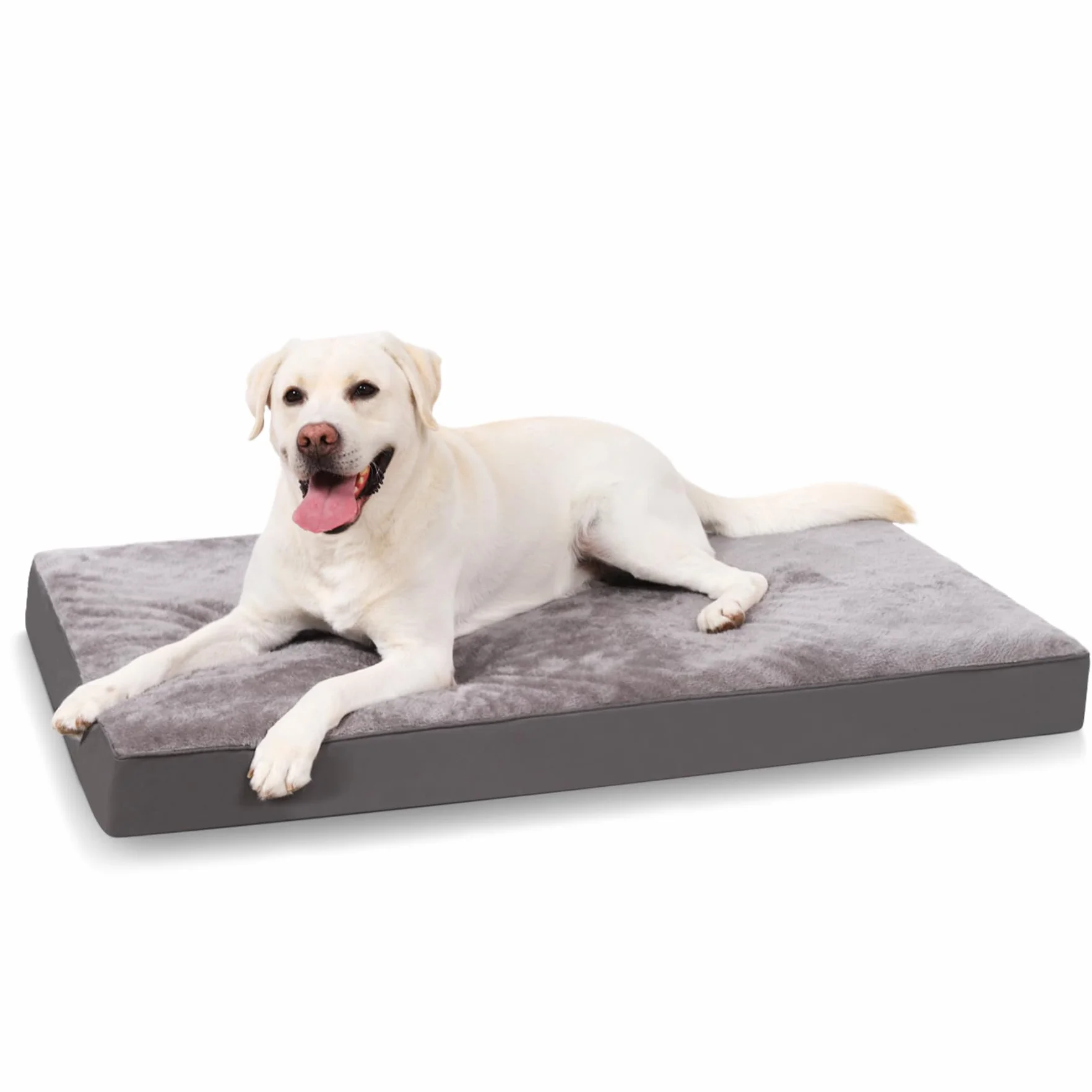 KSIIA Camas Perro Ortopédica Grande, 90x55cm, Cama para Perros L, Colchon Cojín Colchoneta Perro Desenfundable, Cama Mascota Lavable a Máquina Relleno Grueso Fondo Antideslizante Dog Bed, Gris Oscuro