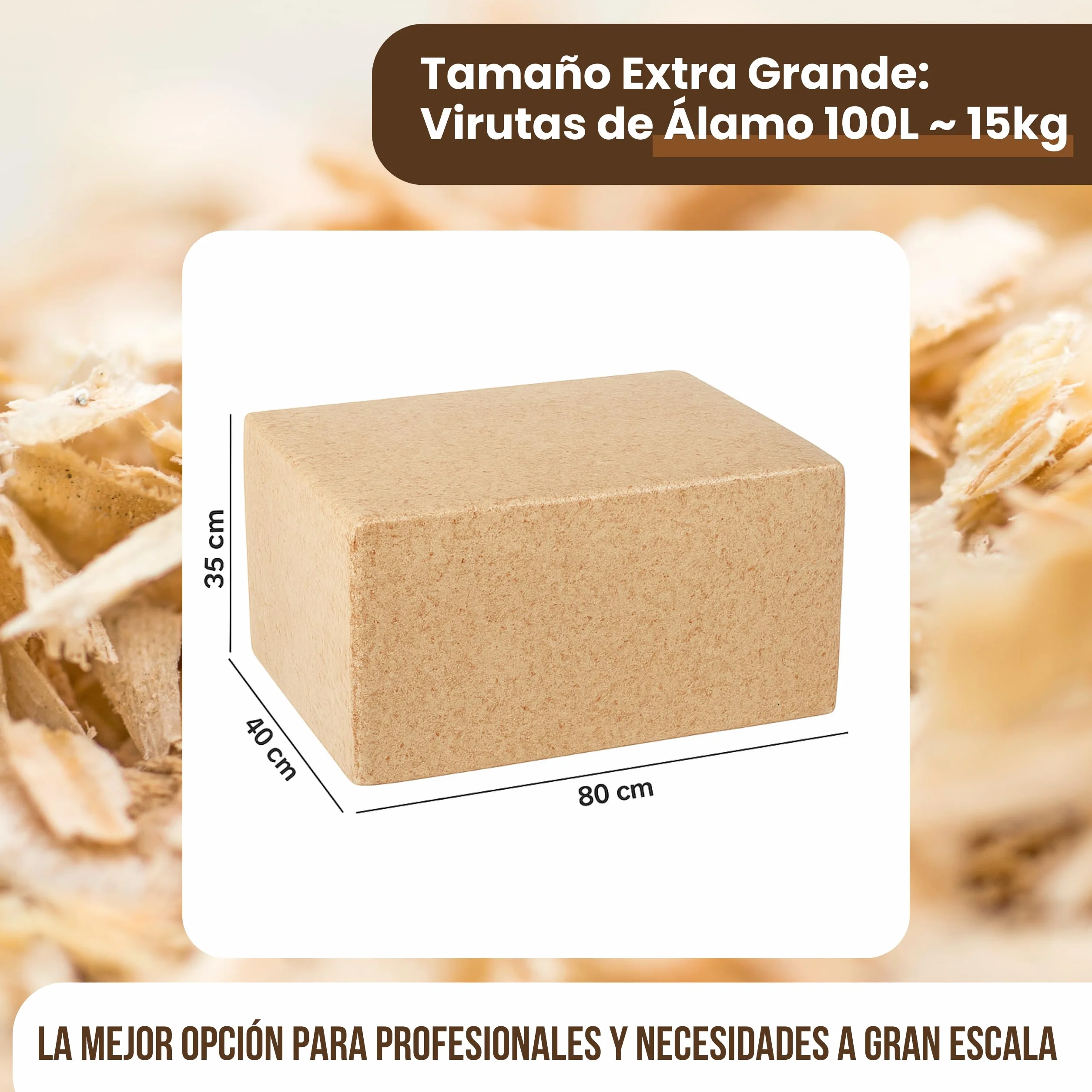 Virutas de Madera para Mascotas, Gallinas, Aves de Corral y Otras Mascotas 100L ~ 15 Kg - para Aves, Conejos, Caballos - 100% Natural - Absorbente Evita Parásitos - Sustituto Serrín de Mascotas