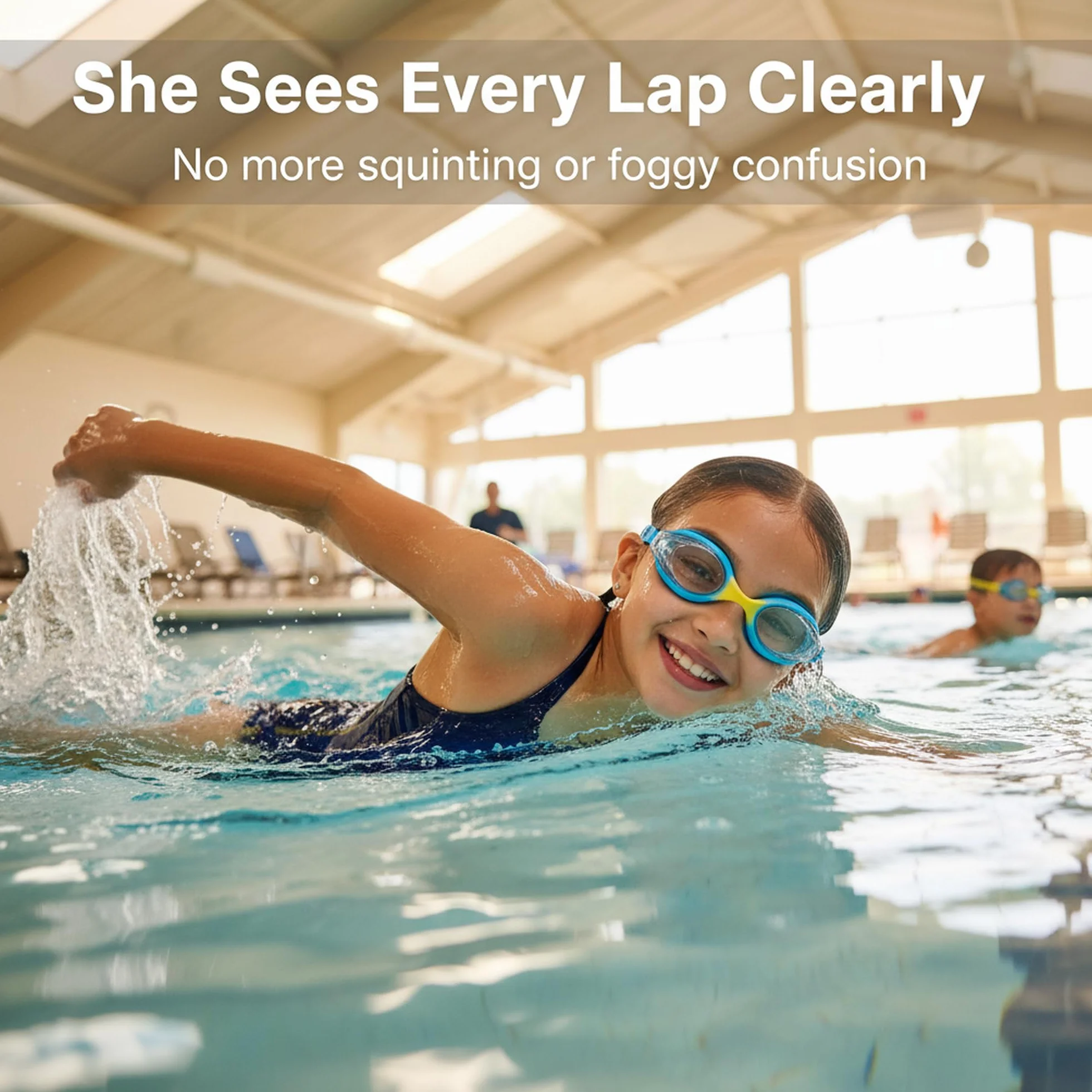 Gafas de natación niños HD anti-vaho Protección UV Banda elástica silicona Unisex 3-14 años