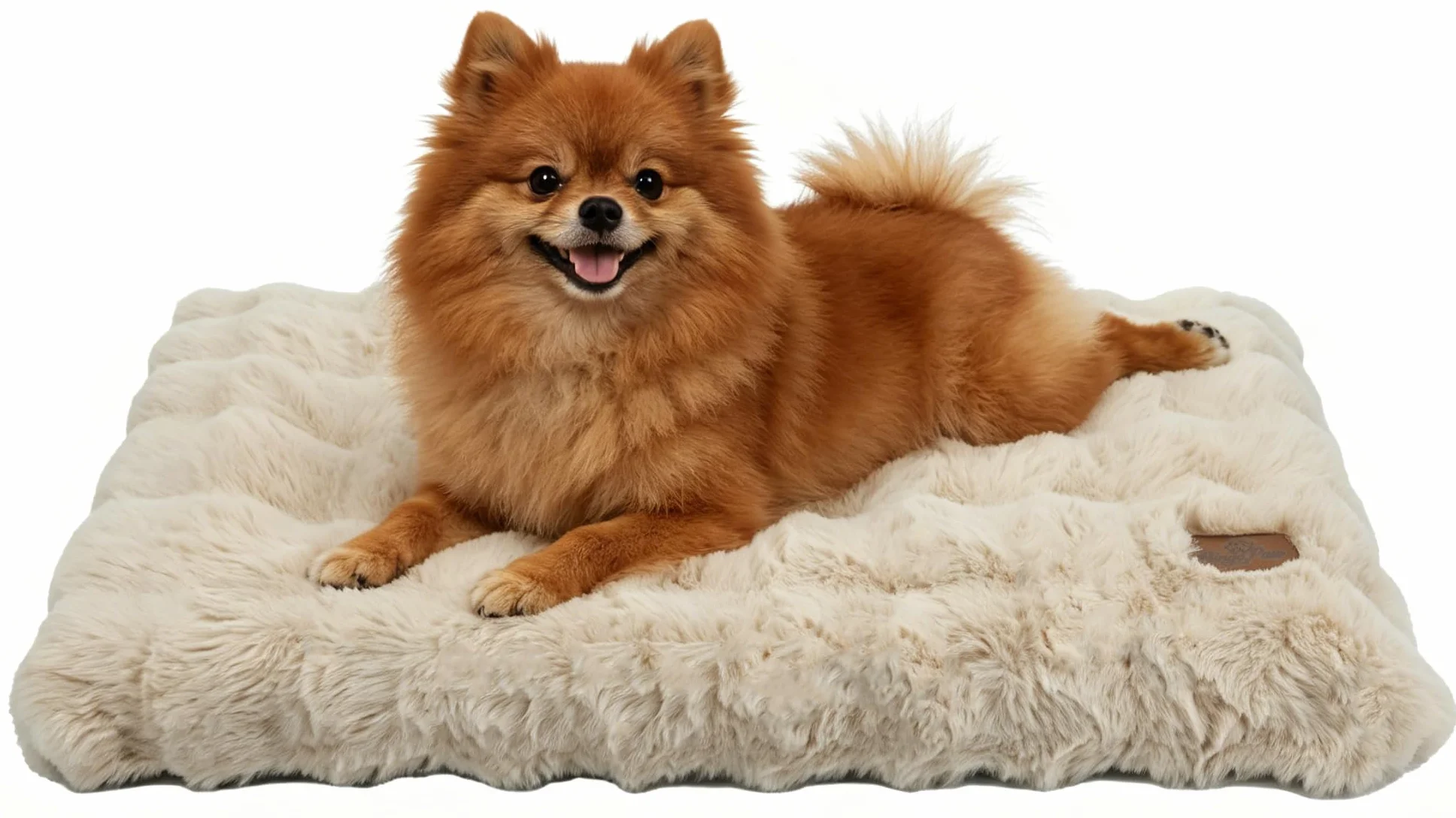 BingoPaw Cama para Perros Medianos 76x51x10cm, Cama Perro Lavable Colchón para Perro Impermeable Funda Peluda Removible y Base Antideslizante para Perros Medianos, Beige