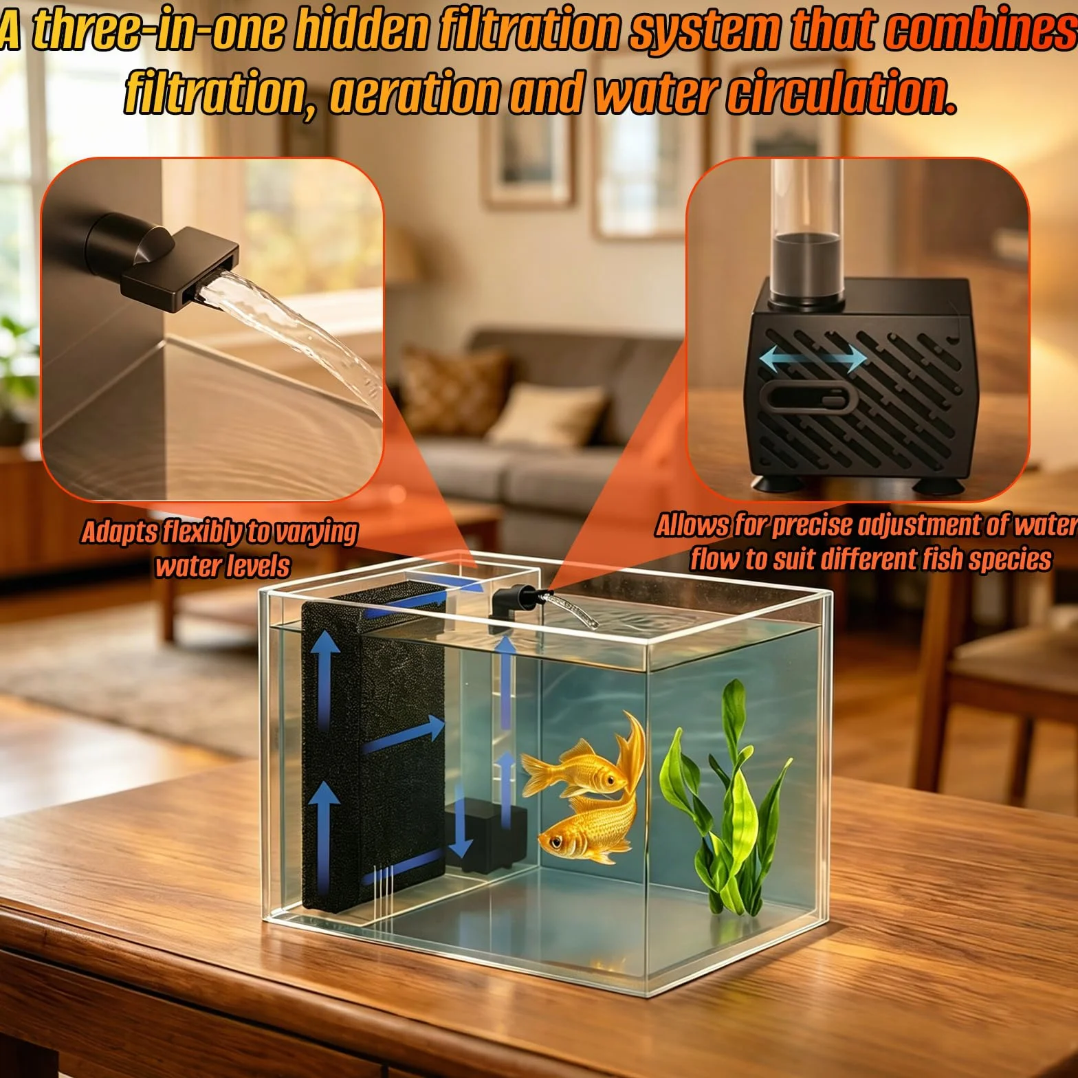 Mini acuario acrílico de 3,7 l con bomba de filtro, iluminación LED, pequeño acuario Betta, juego completo para peces pequeños, gambas y plantas (negro)