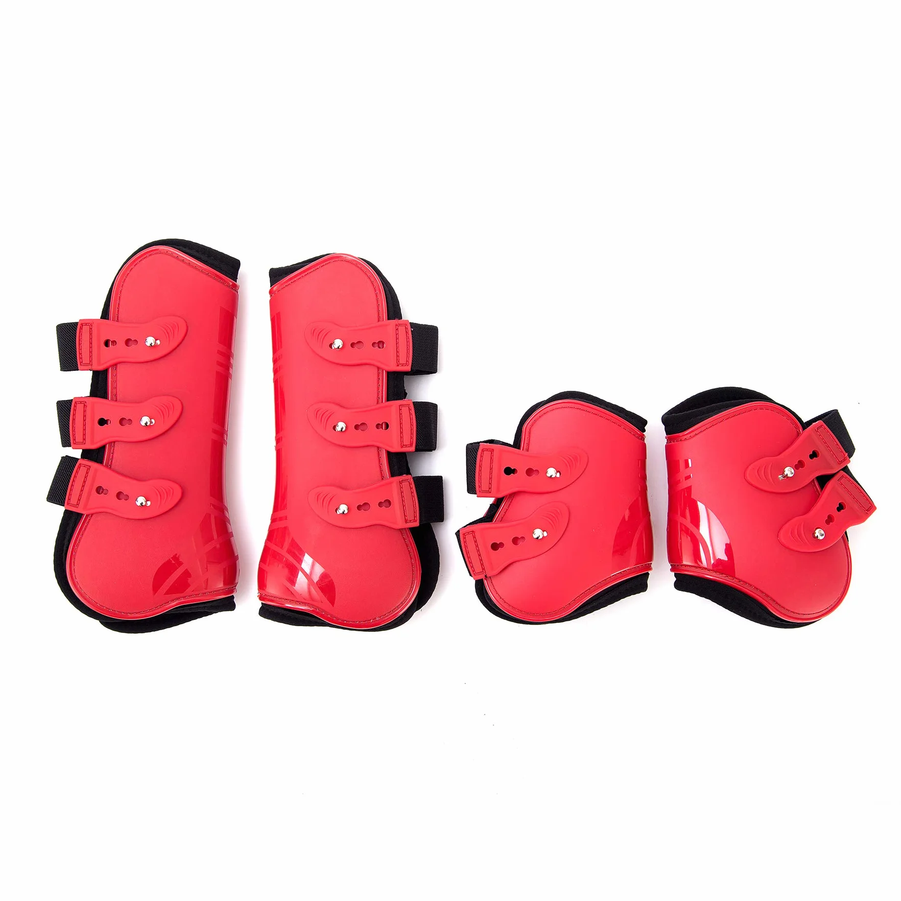 Juego de 4 Polainas para Caballos, Protectores para tendones, protección contra Saltos del Caballo, Resistentes, elásticas, de Poliuretano, con Cierre de botón, 2 Pares, M(VB), Color Rojo