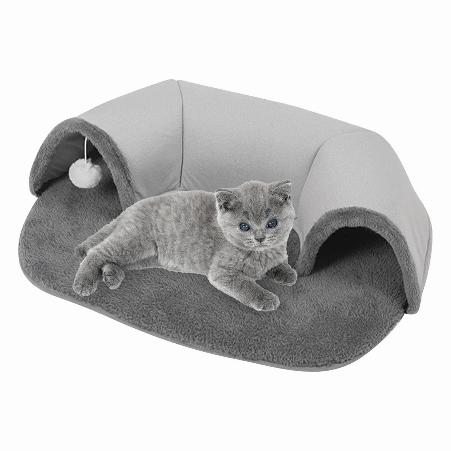 Paquete de túneles para gatos, cómodo de gatos, cabaña para mascotas | autocalentable | de juguete lavable para gatos, tapete interactivo para gatos, conejos, cachorros, 25.6 x 19.3 x 6.7