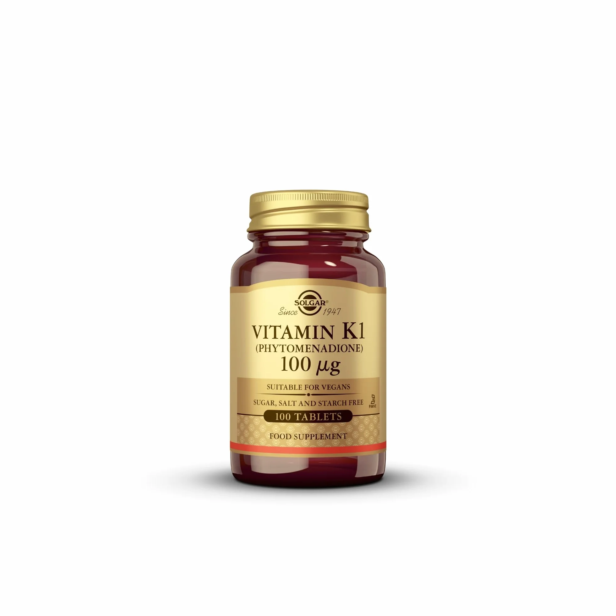 Solgar Vitamina K1 100 µg, Huesos Sanos Y Coagulación, Fitonadiona Comprimidos 100 Unidad