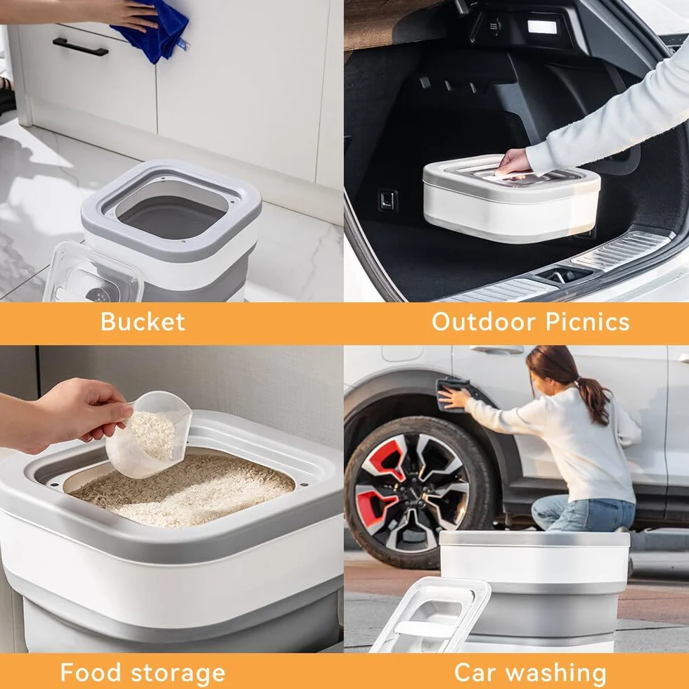 Almacenamiento de comida para perros, Contenedor de comida plegable, Caja de comida para perros de, Contenedor de comida para mascotas bien sellable Puede
