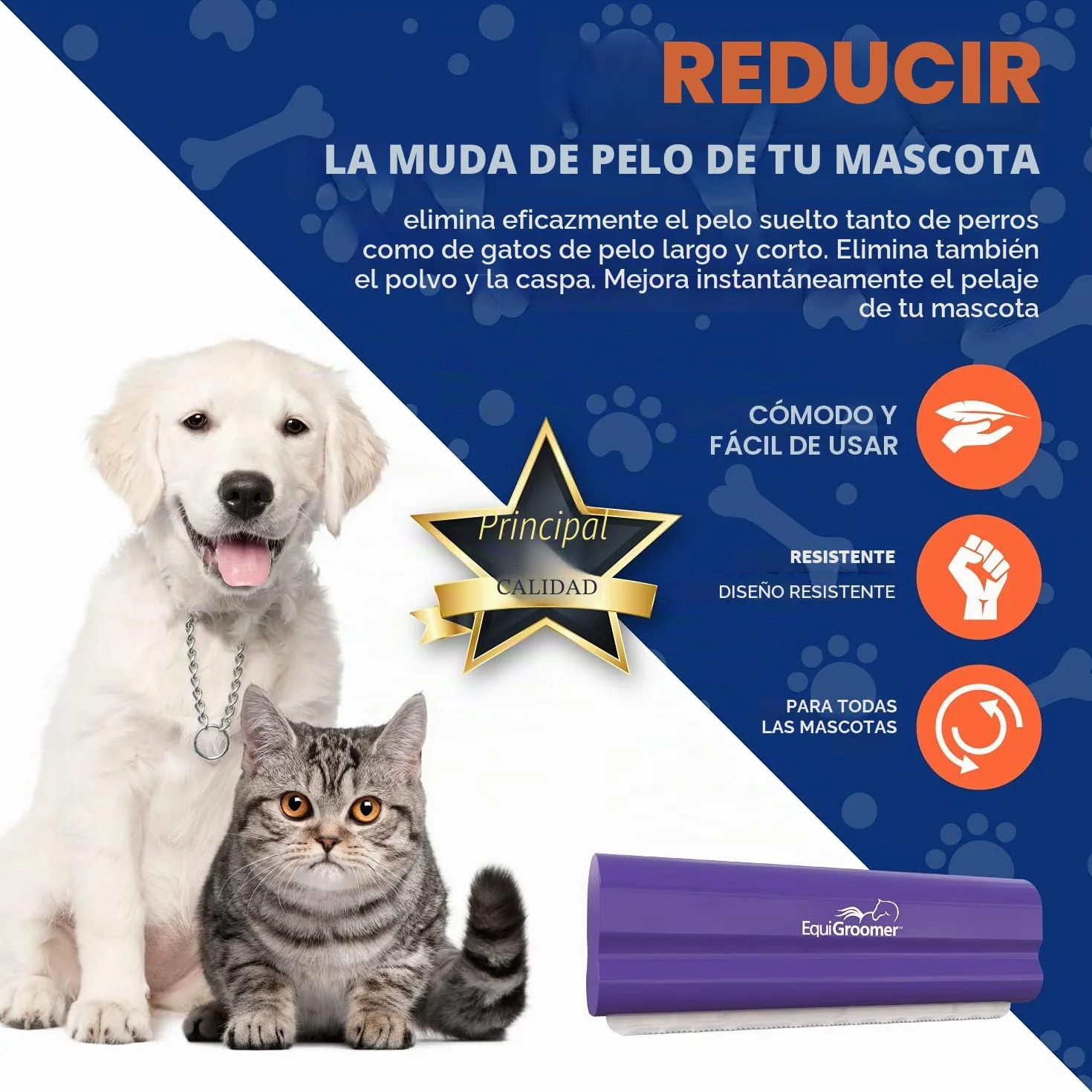 EquiGroomer Cepillo para Perros y Gatos 12,7 cm Morado