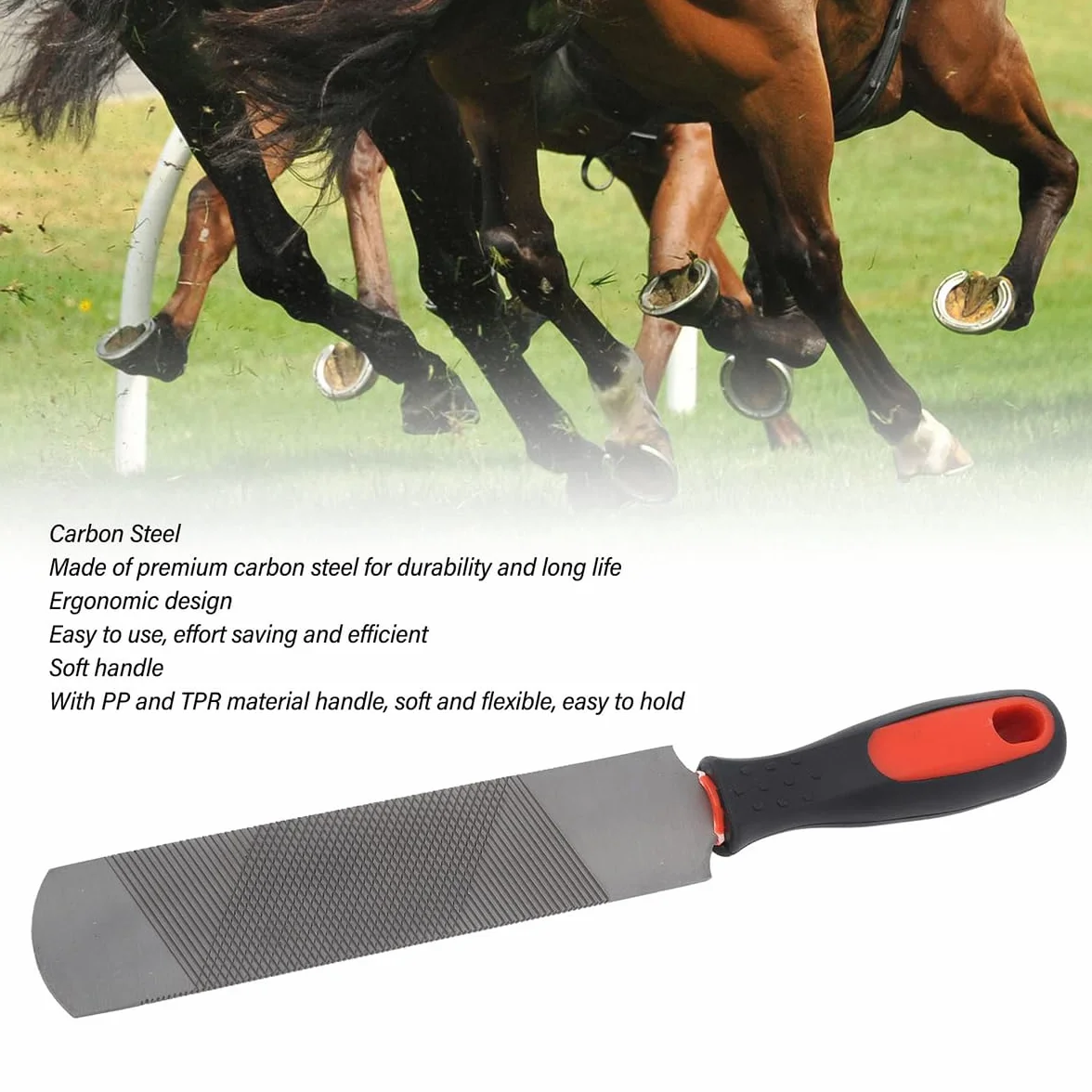 Escofina para Cascos de Caballo de 8 Pulgadas, Lima de Acero con Alto Contenido de Carbono para Recortar herraduras, Herramienta para herrador, Herramienta de herrador de Cabeza Redonda
