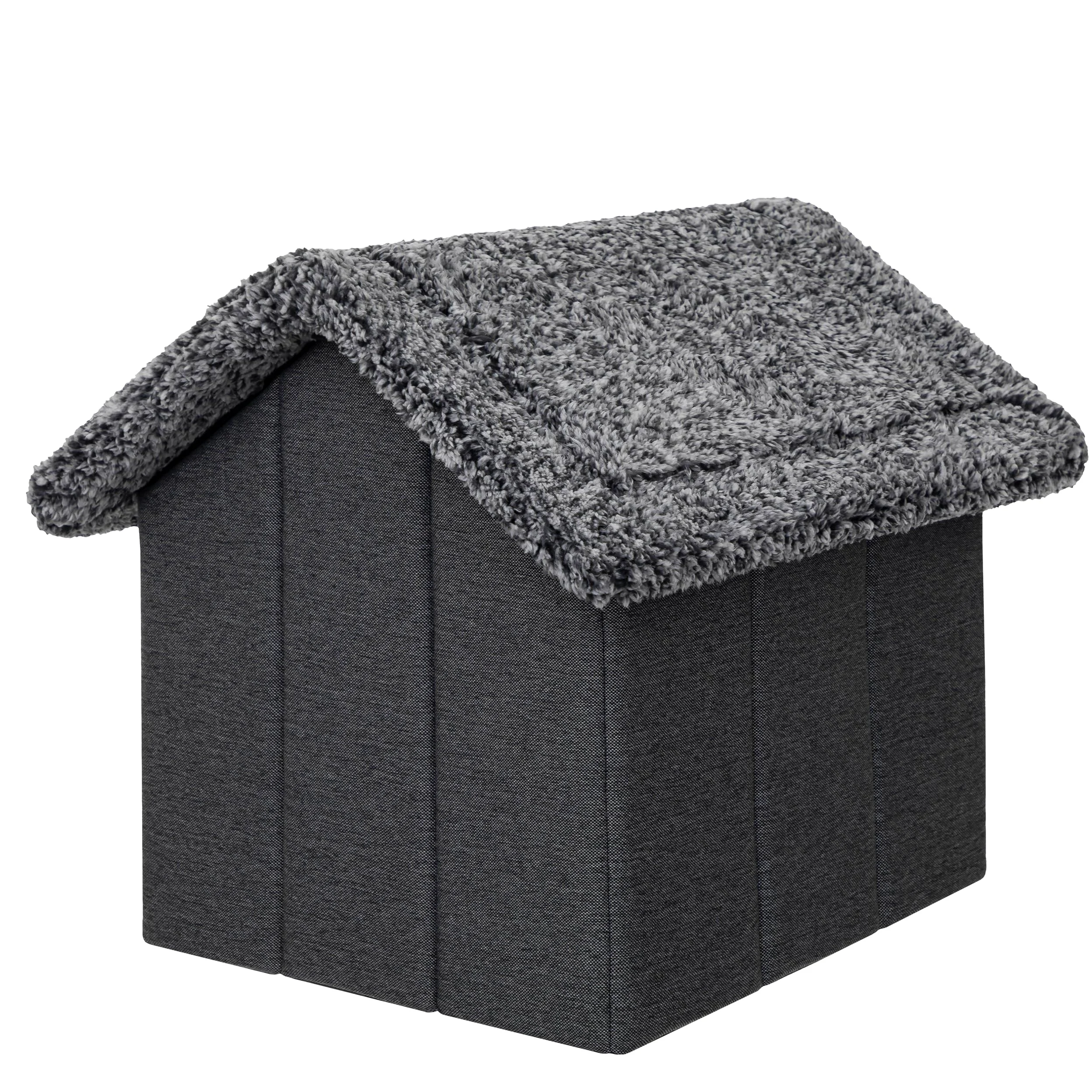 Caseta para mascotas, casa para perros, caseta para gatos, casa para perros, cojín para gatos, casa mullida, negro, 32 x 38 x 32 cm