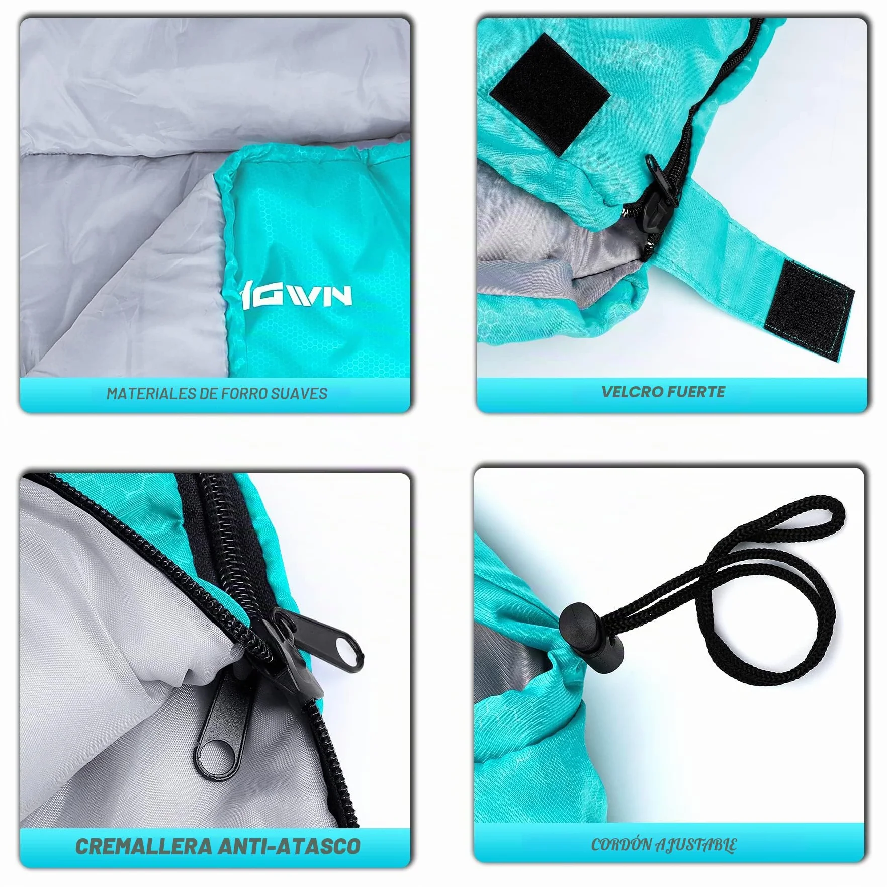 Saco de Dormir Adulto Niños Ultraligero Compacto 4 Estaciones Impermeable Camping Senderismo