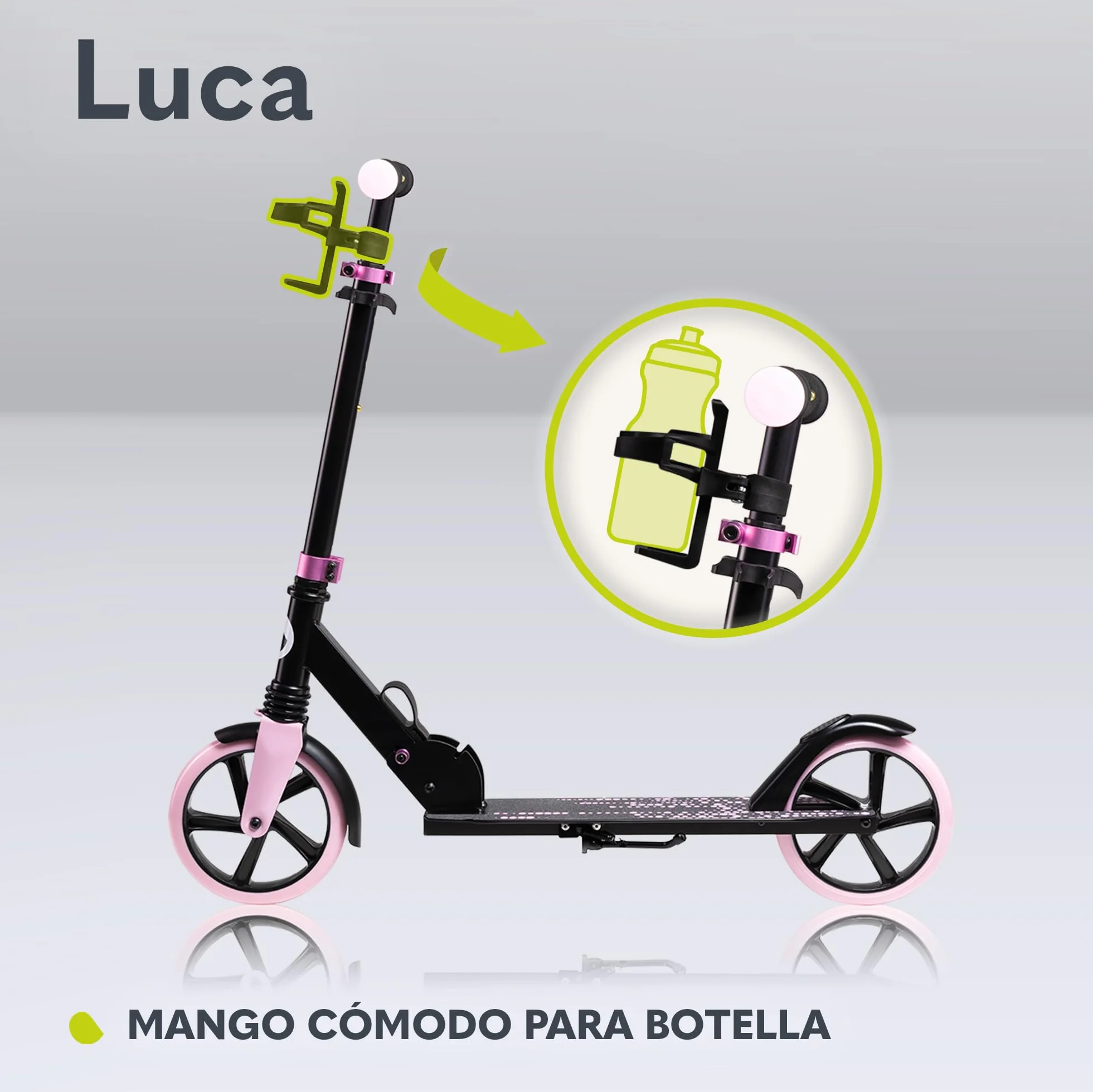 Lionelo Luca Patinete Urbano XXL hasta 100 kg, Scooter niños Ruedas 200 mm ShockResist Amortiguador