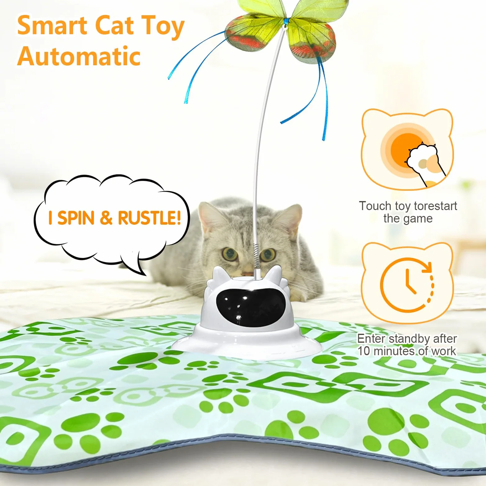 AO LI GEI Juguetes interactivos para gatos, juguete interactivo recargable 3 en 1 para gatos con control remoto, mariposa aleteante automática, pluma de emboscada en movimiento, juguete de ejercicio