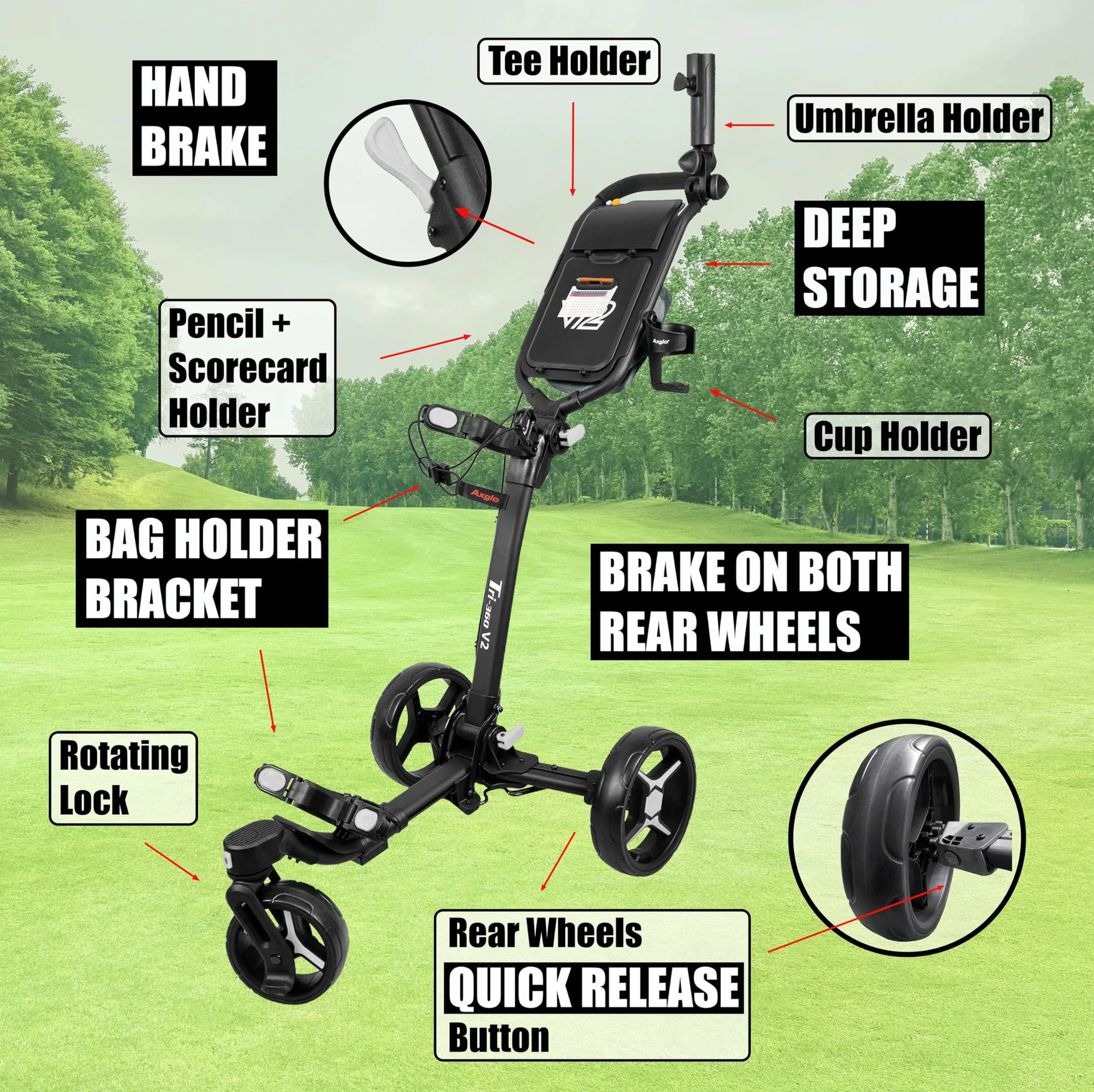 Trilite 360 Carro de 3 Ruedas para Adulto, Negro y Gris