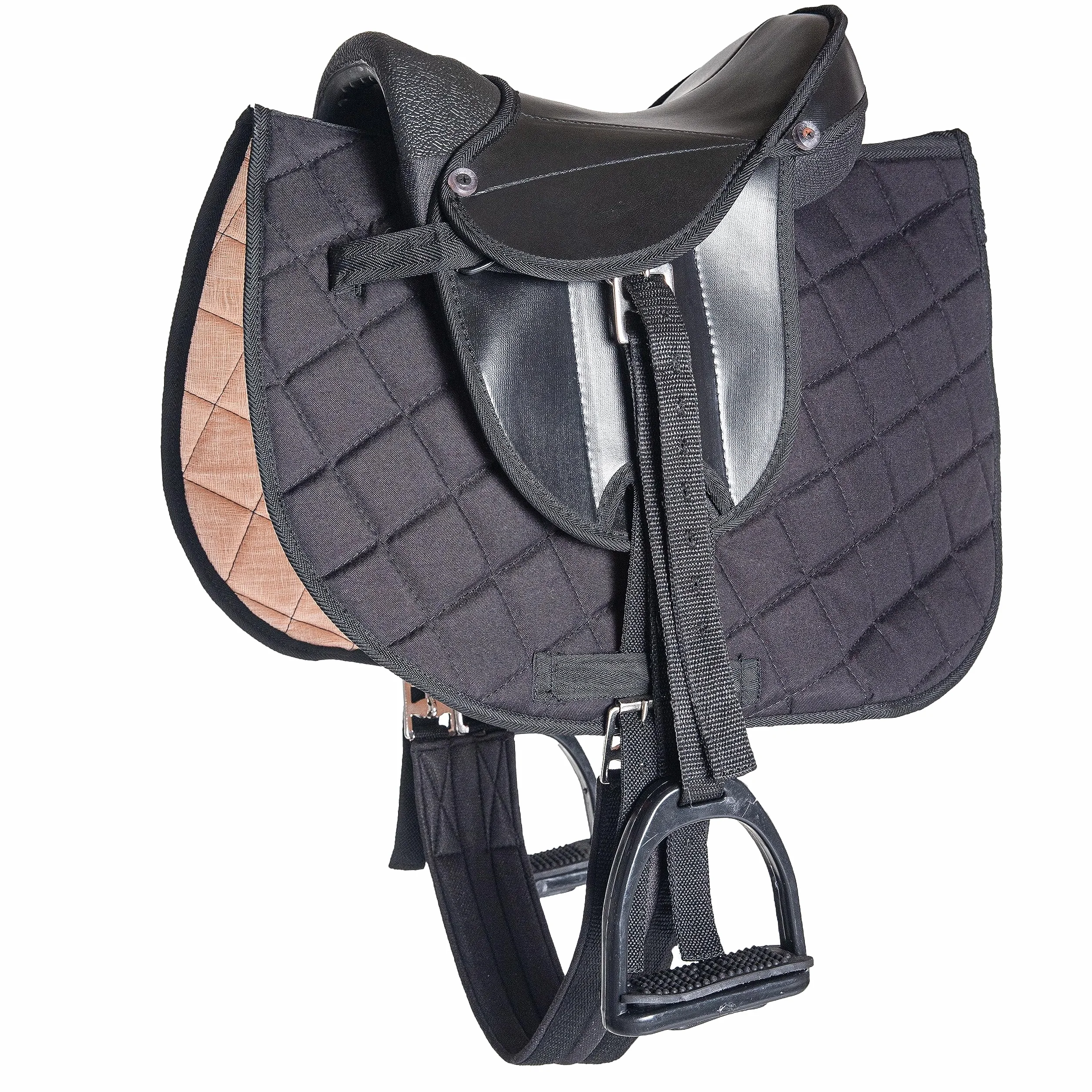 PFIFF 103106 - Juego Completo de sillín para niños Shettys o Caballos de Madera, Color Negro