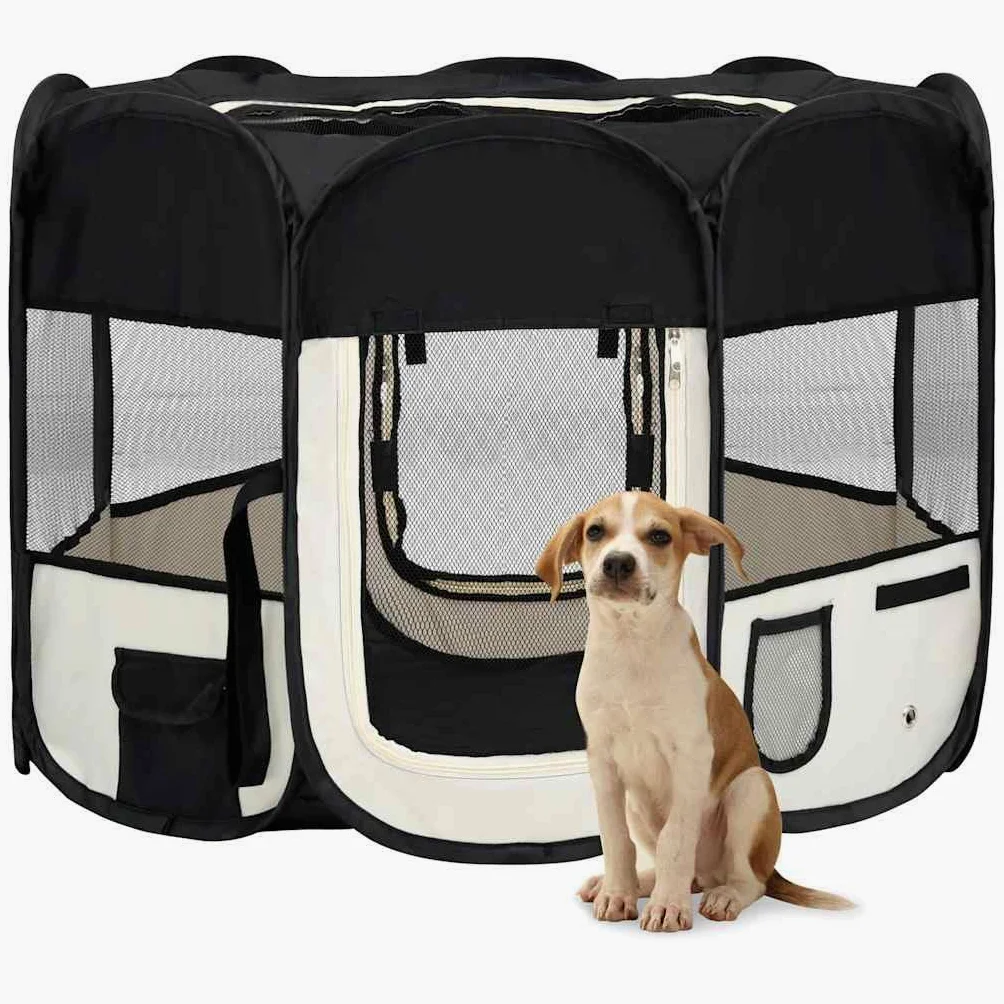Parque plegable para cachorros, 90 x 90 x 58 cm, caja portátil para perros y cachorros, ideal para entrenamiento y juego, interior y exterior