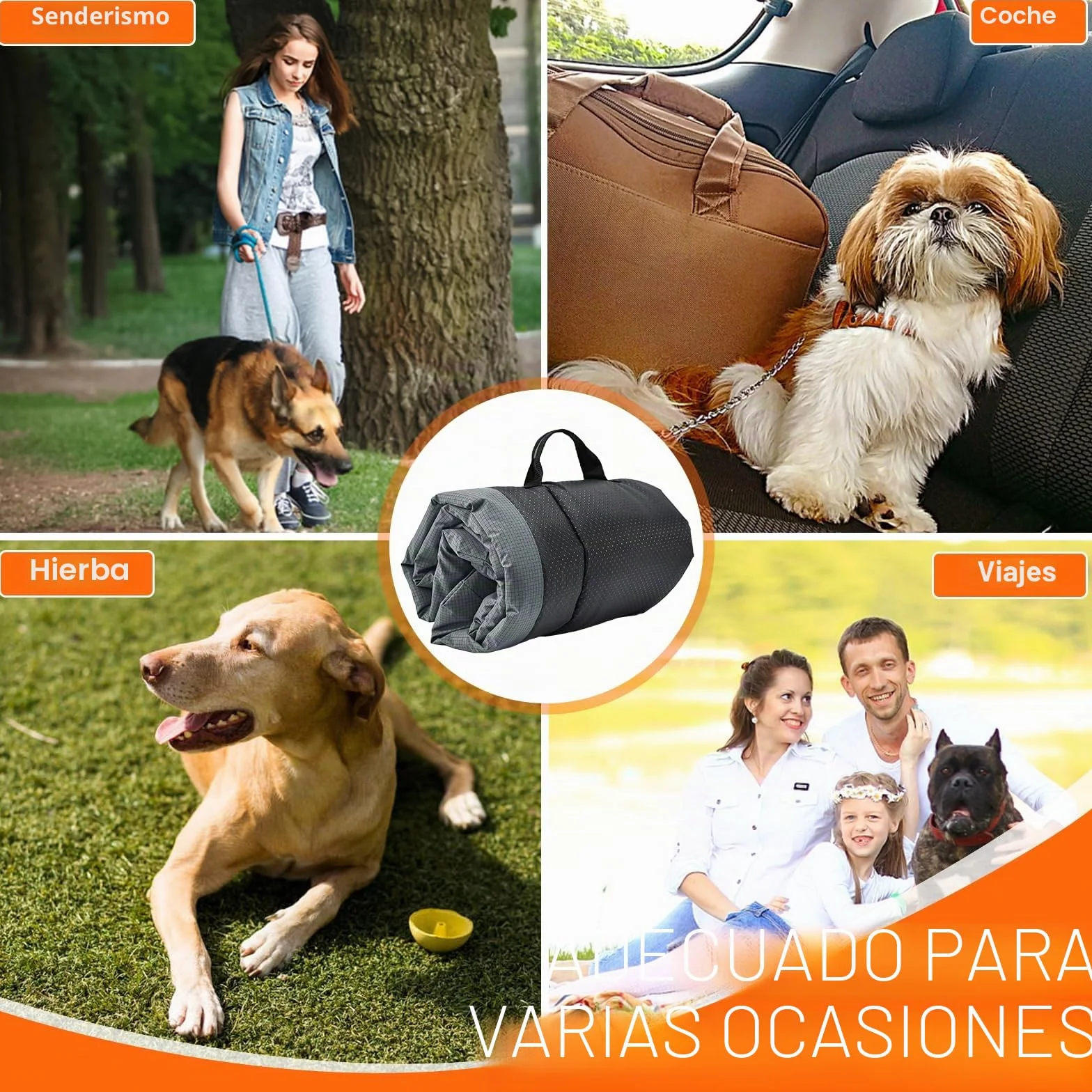 Cama Perro Mediano y Pequeño Antideslizante y Antiestres Colchon Perro Mediano Alfombra Perro Cama Perro Lavable Colchon Impermeable Dog Bed para Viajes, Camping, Exterior (Gris, 90x60 cm)