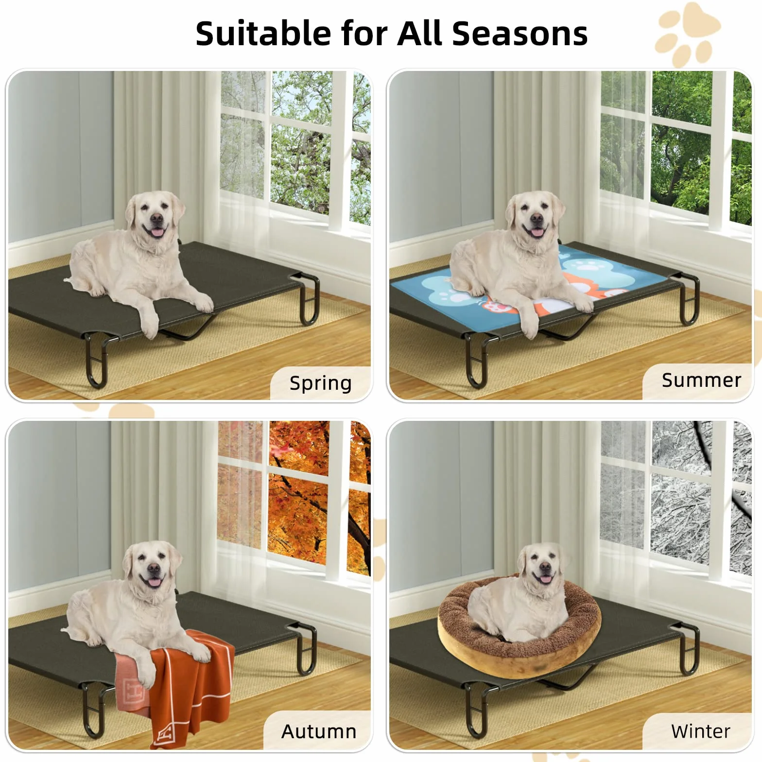 FAYDUDU Cama Elevada Perro Came Grande para Perros Grandes/Medianos/Pequeños Lavable Transpirable Cama Mascota Exterior para Verano (X-Large)