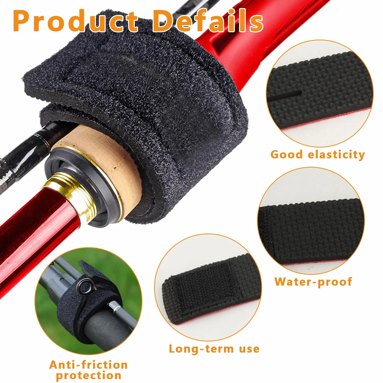 Correas Elásticas para Cañas de Pesca – Cinturón Ajustable con Velcro para Spinning, Surfcasting, Pesca en Mar y Río