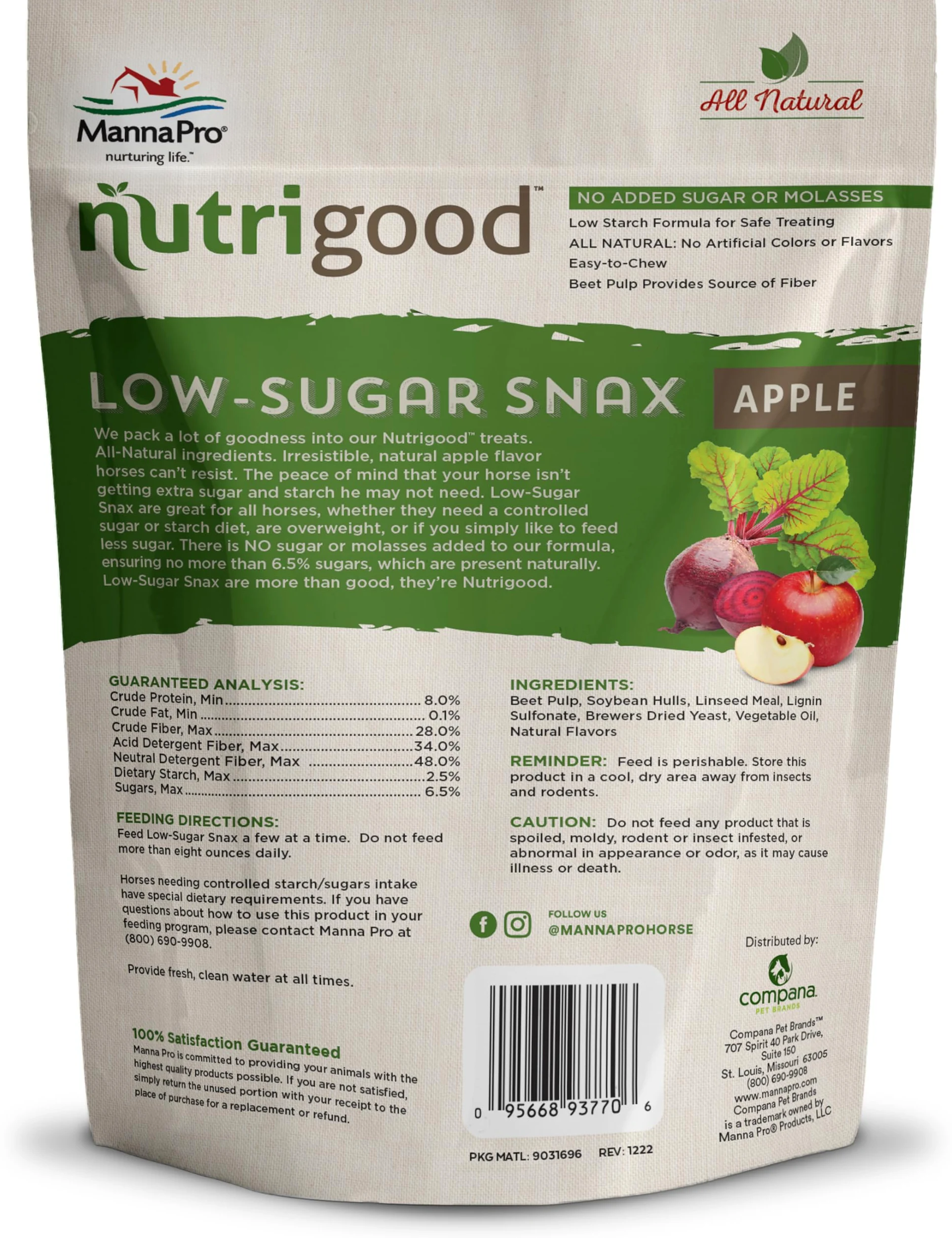 NutriGood - Snax de bajo azúcar para Caballos (Manzana)