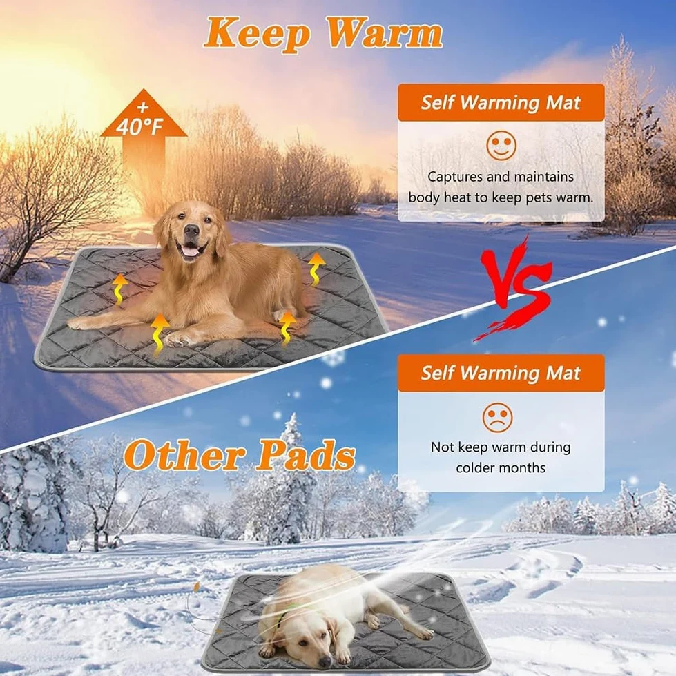 Manta térmica para perros, tapete reflectante térmico autocalentable para perros y gatos, almohadilla reflectante de calor de 5 capas para mascotas, tapete no eléctrico, 22.8 x 34.6 pulgadas, marrón