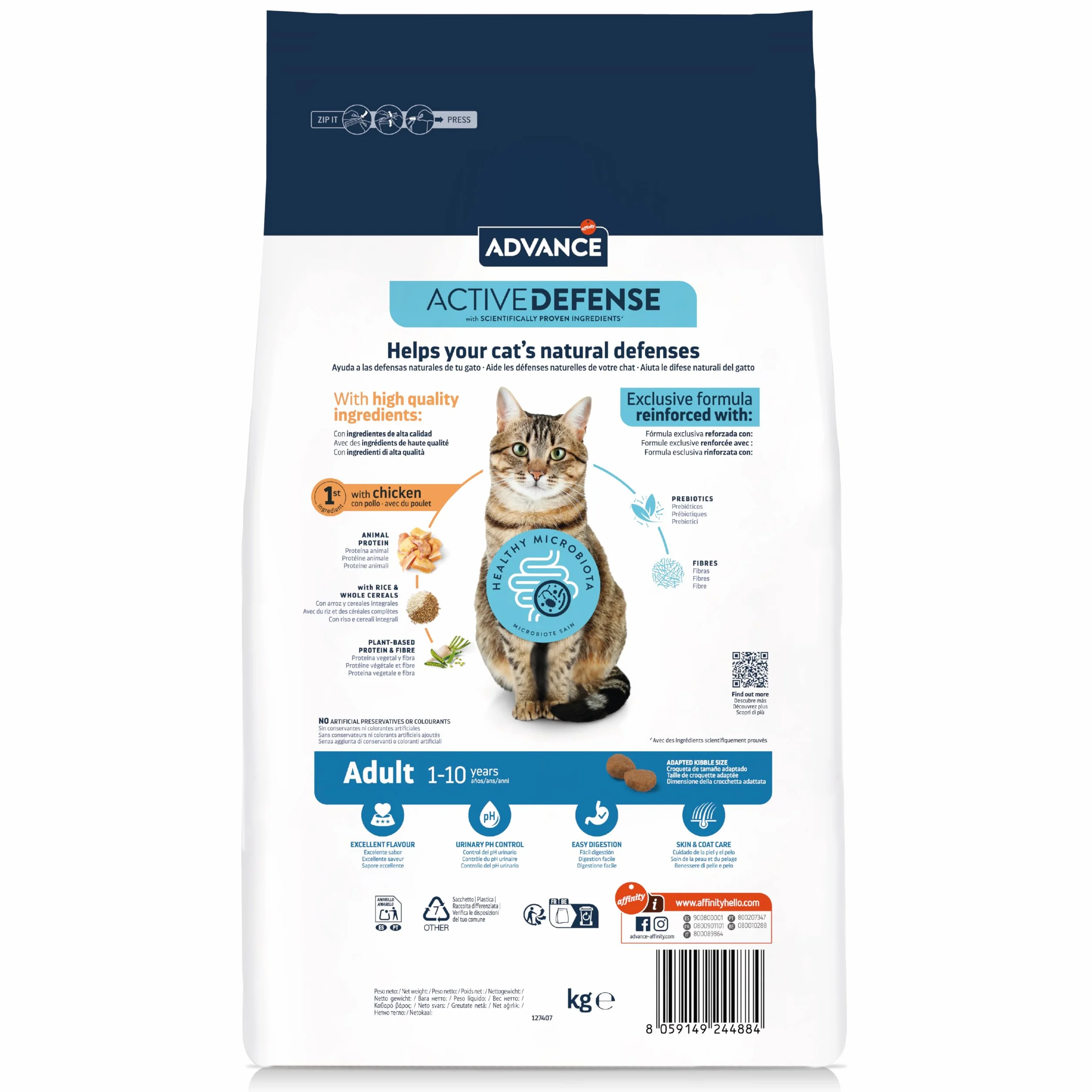 Advance Cat Adult, Pienso para Gatos Adultos con Pollo, 10kg
