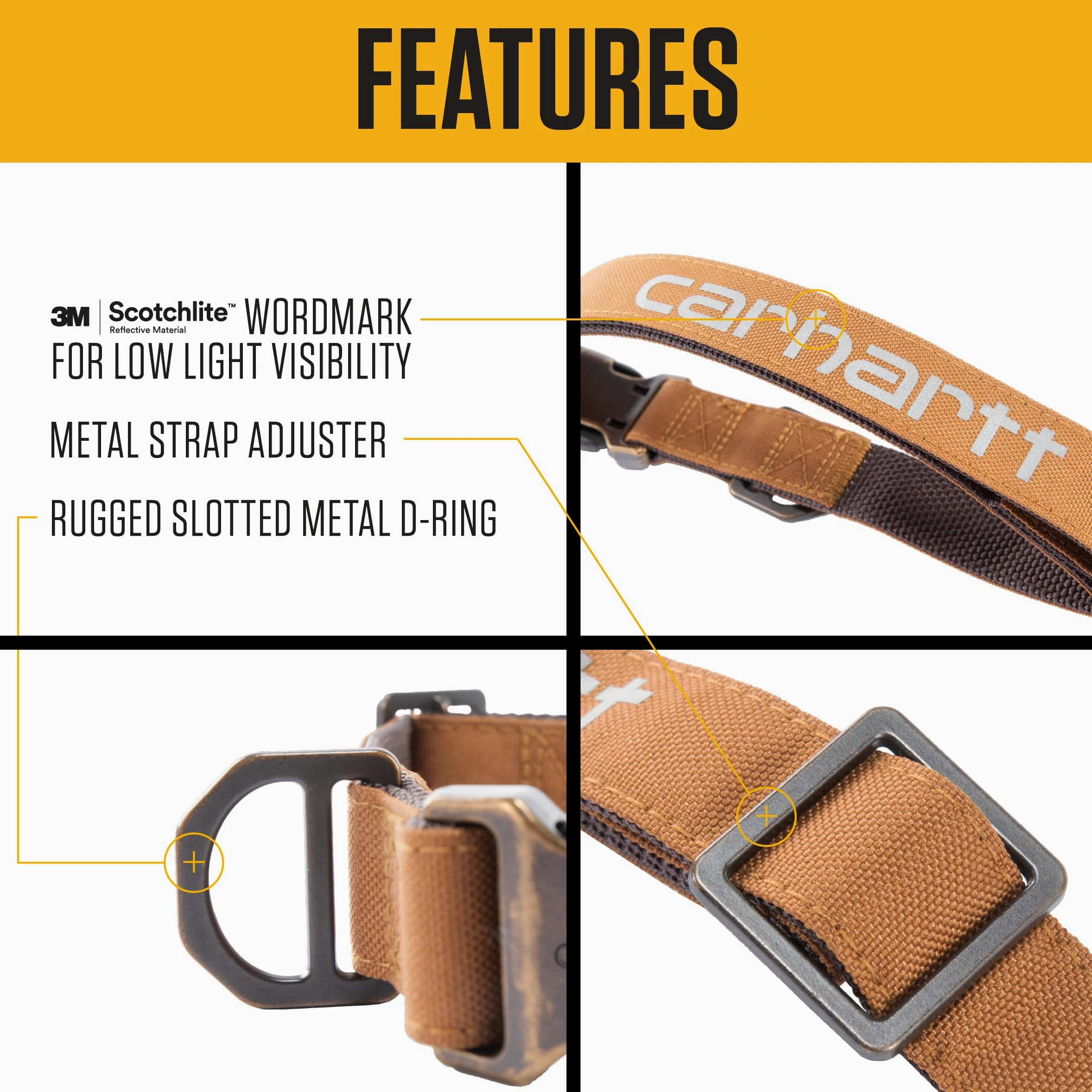 Carhartt Collar de Perro de Campo, Totalmente Ajustable, Tela Duradera de 600 Denier con Marca Reflectante para Visibilidad, Vino Profundo, Mediano