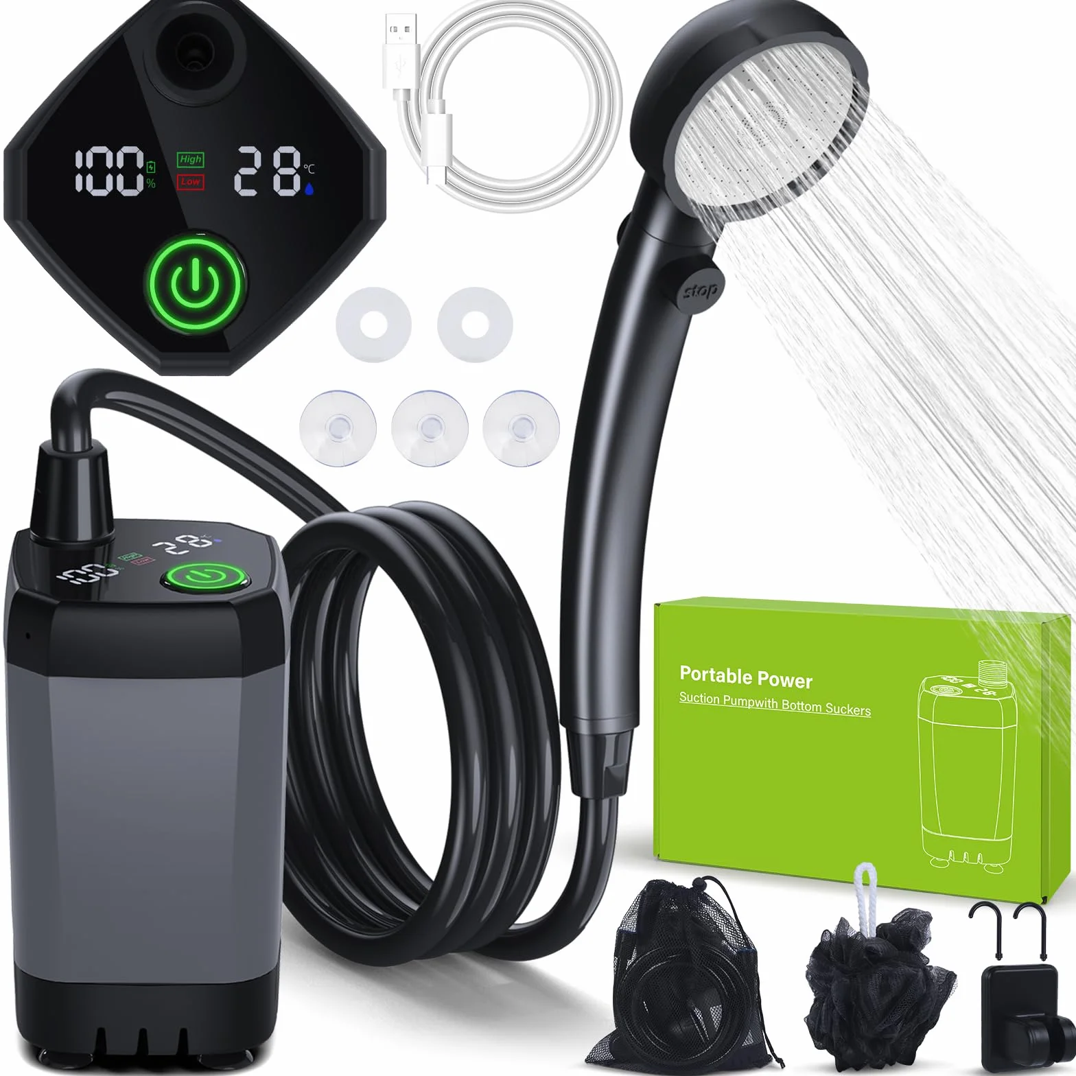 Spopal Ducha Portatil Camping 6000mAh Recargable Ducha Electrica para Acampar