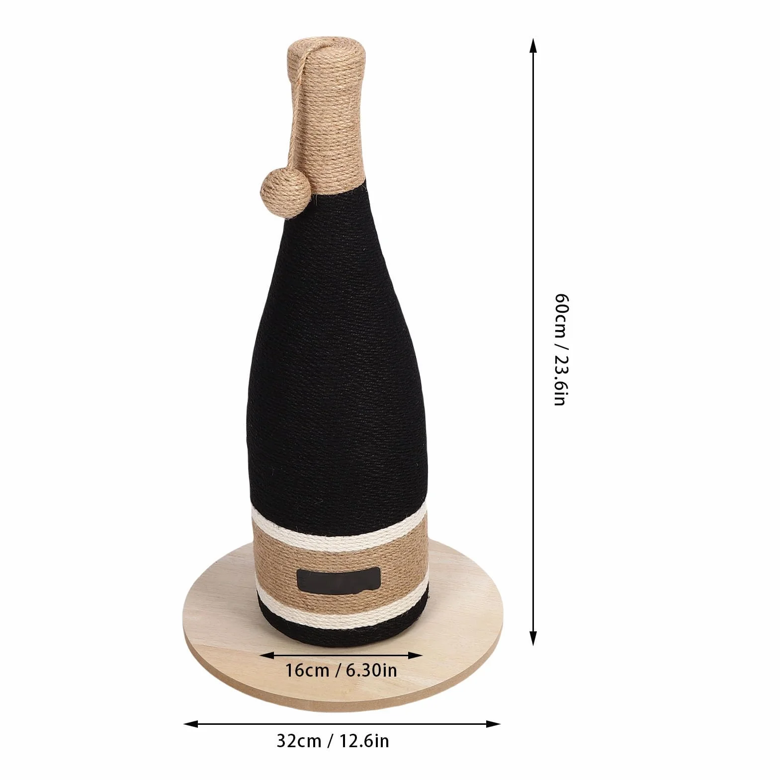 Jiawu Poste Rascador para Botella de Vino para Gatos, Juguete Multifuncional Resistente para Gatos juguetones. Tablero Rascador Plano de Material de Tablero de Densidad y Cuerda de cáñamo. Ideal
