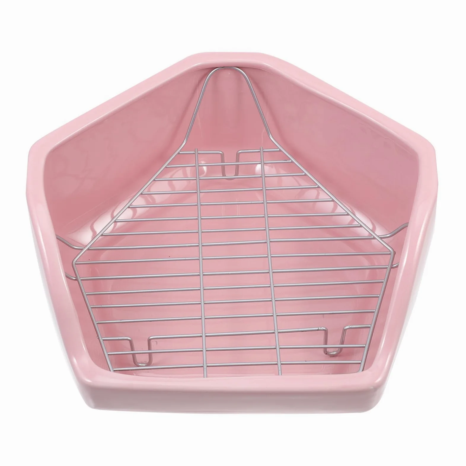 Inodoro de Cerámica y Fácil de Limpiar Pentagonal para Conejos y Cobayas Diseño de Rejilla Desmontable Anti-vuelco para Mascotas Pequeñas