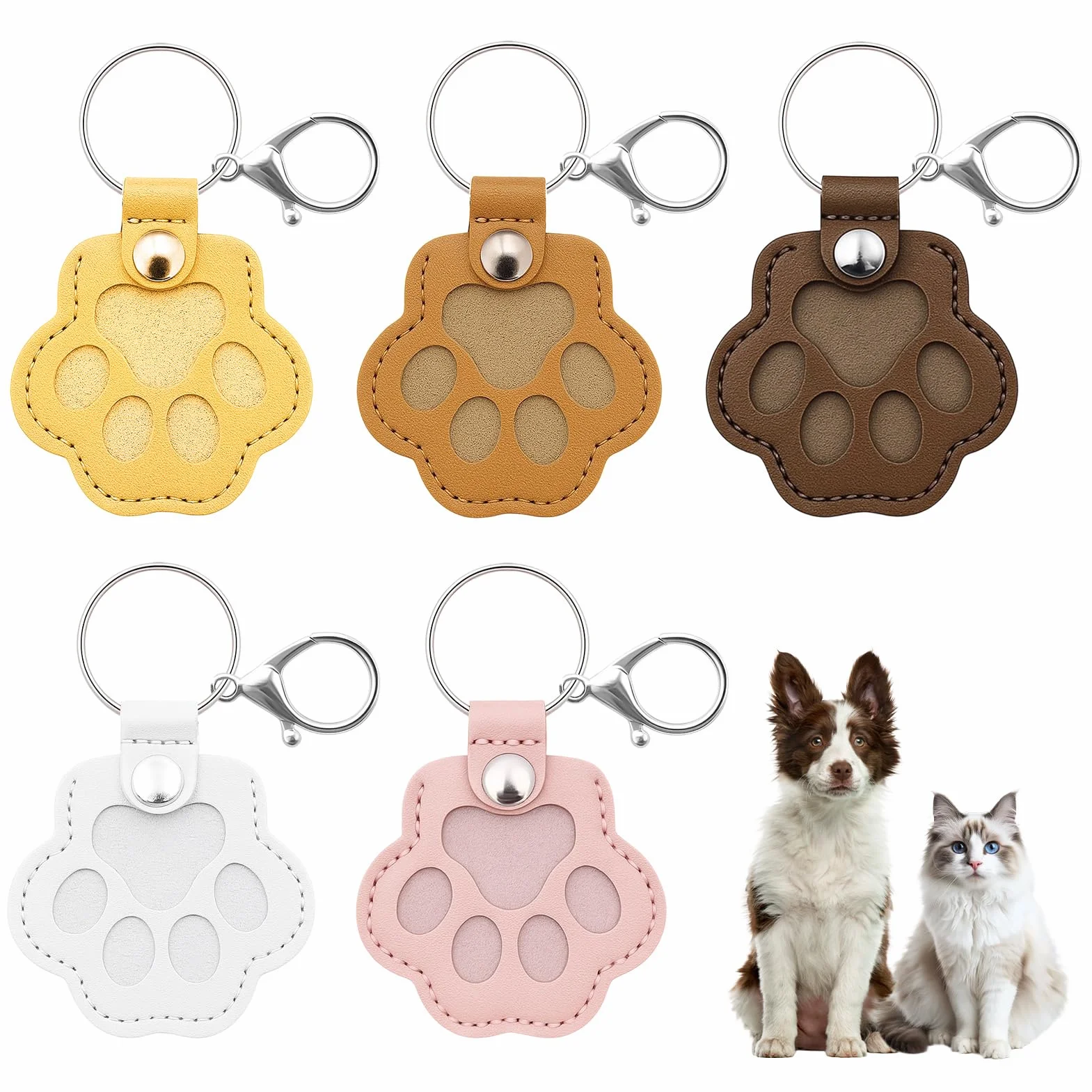 Ruvan 5 PCS Caja De Recuerdos Para El Pelo De Mascotas, Llavero Pelo Perro, Llaveros Conmemorativos De Piel PU, Llavero Conmemorativo Para Mascotas, Recuerdo De Perro Gato
