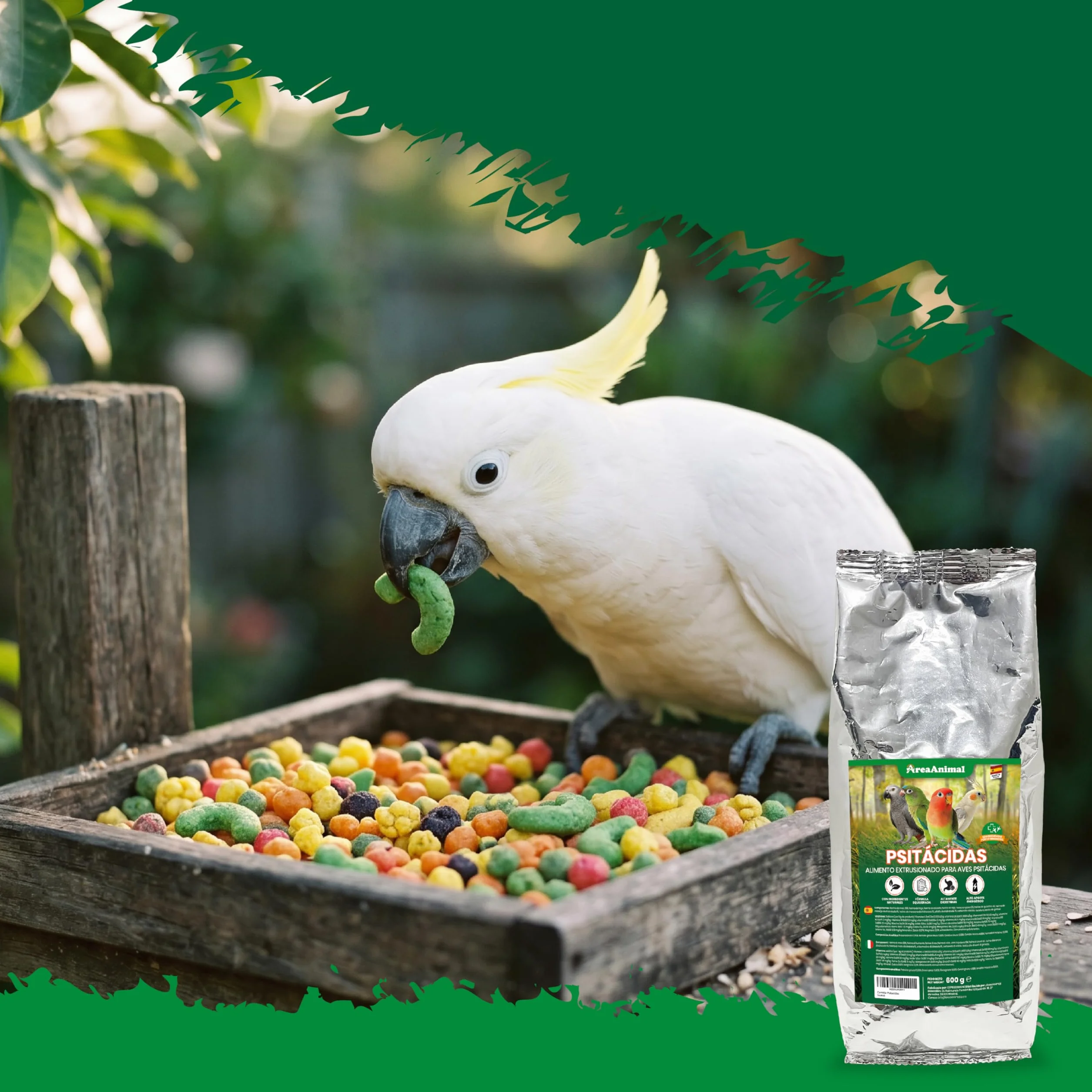 Alimento para Aves Psitácidas 600G, Comida Agapornis, Comida Periquitos, Ninfas, Loros... con Ingredientes Naturales, Alimento para Pajaros Psitácidas Extrusionado Completo y Equilibrado