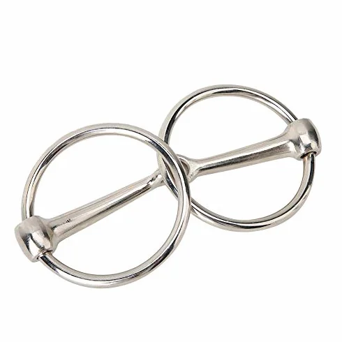 Hffheer Caballo Snaffle bit Acero Inoxidable Caballo Boca Ovalada Anillo de Caballo Flojo Boca articulada Hueca bit Accesorios ecuestres