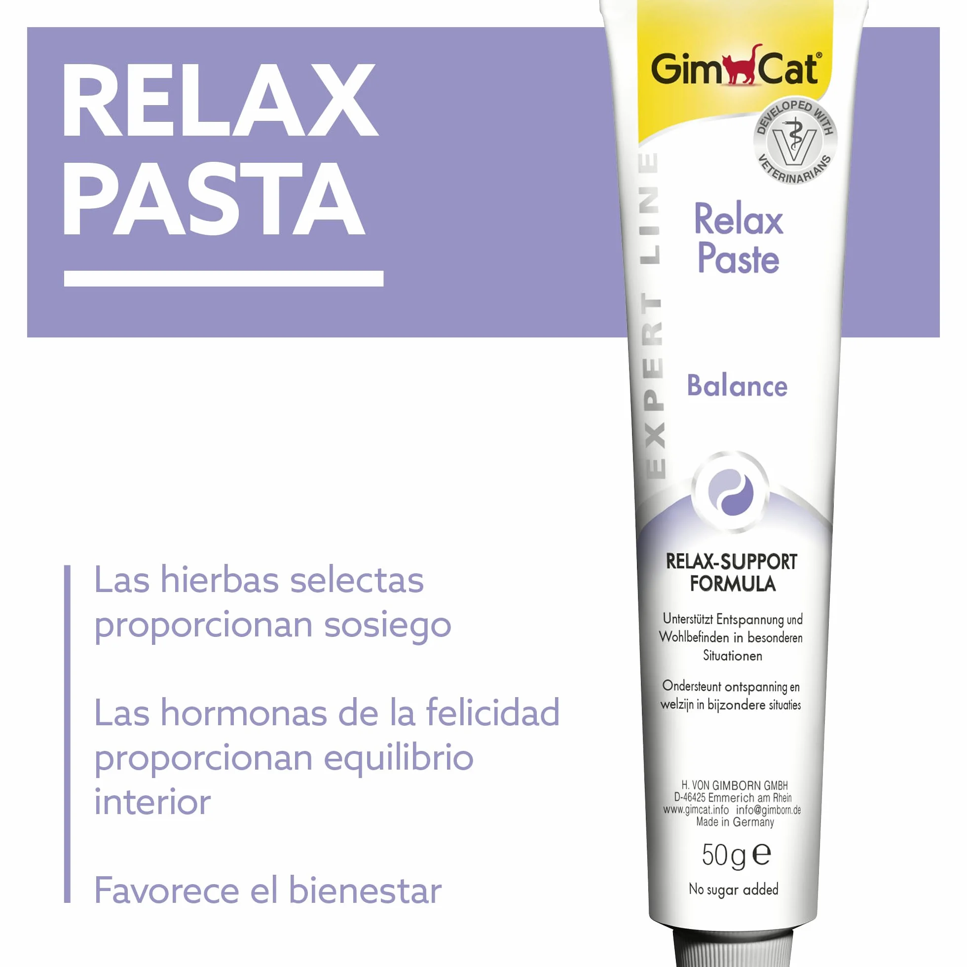 GimCat EXPERT LINE Relax pasta - Snack para gatos funcional que favorece la relajación y el bienestar del gato - 1 tubo (1 x 50 g)