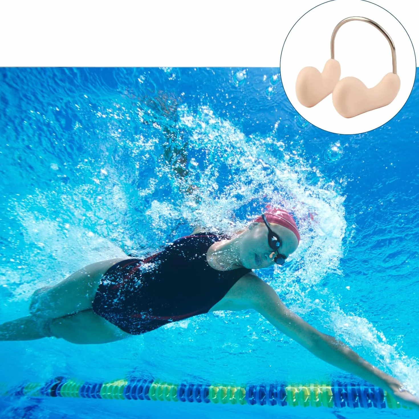 Pinza de Nariz de Natación de Silicona para Adultos, 6 PCS Tapones Nasales Impermeables