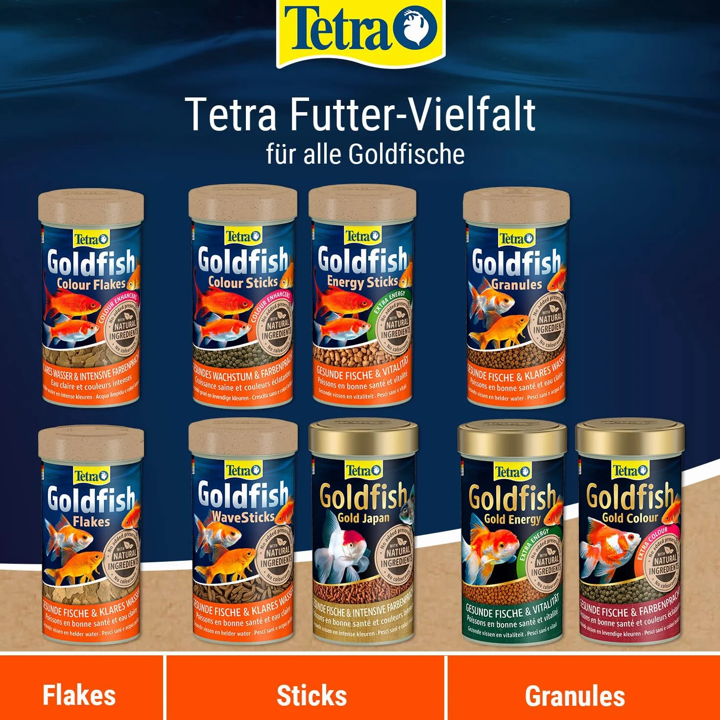Tetra Goldfish Granules - Alimento granulado para carpines dorados y otros peces de agua fría, lata 500 ml