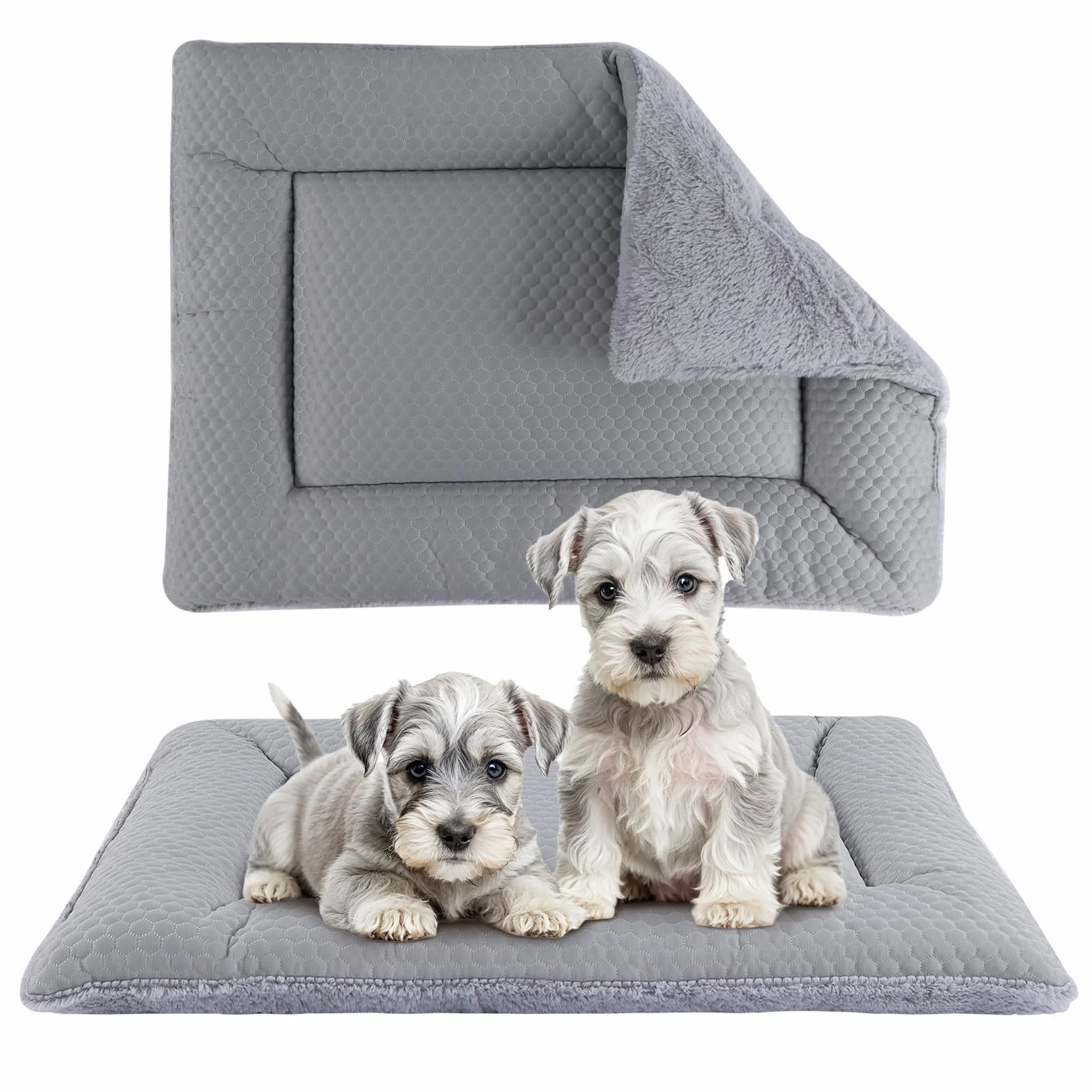 BVAGSS Almohadilla para Perros y Gatos, Colchón Perro Lavable, Fresco y Caliente, Reversible Colchón para Mascotas Elegante XH080 (45x33cm,Gris)
