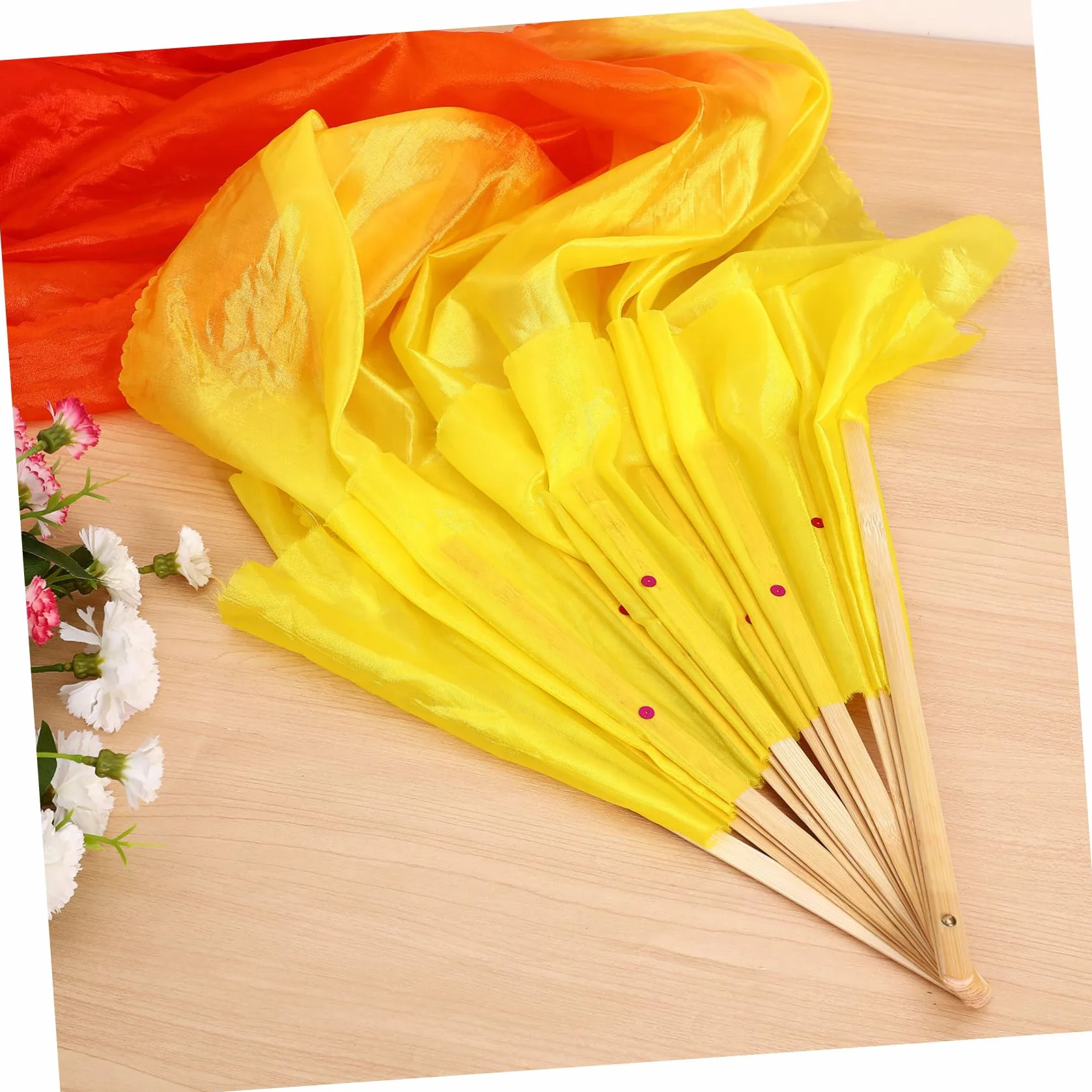 YARNOW Abanico Bailarín de Bambú y Seda Color Degradado para Danza del Vientre
