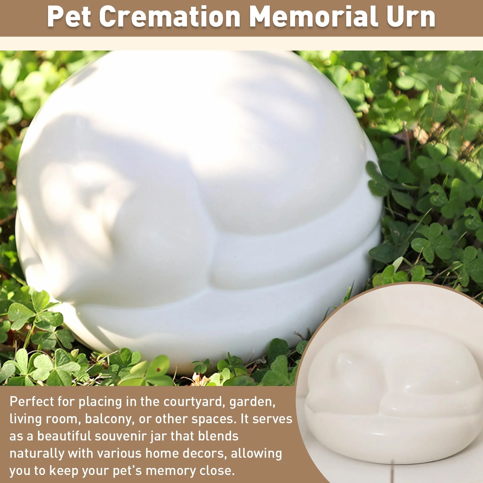 Urna conmemorativa de cremación para mascotas, contenedor de cerámica personalizado para cenizas de mascotas, para gatos, perros, tarro de recuerdo para recuerdo (gato)