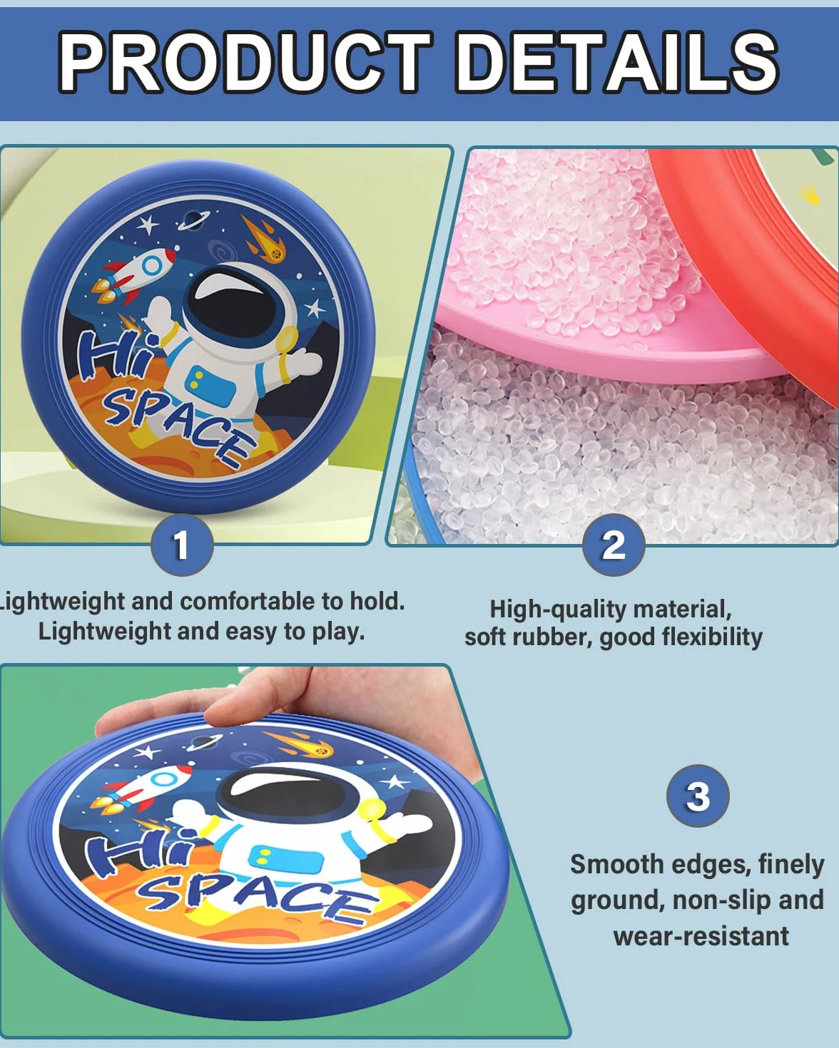 Discos Voladores para Niños Sujetar Fáciles Seguros Frisbees Deportes al Aire Libre Astronauta