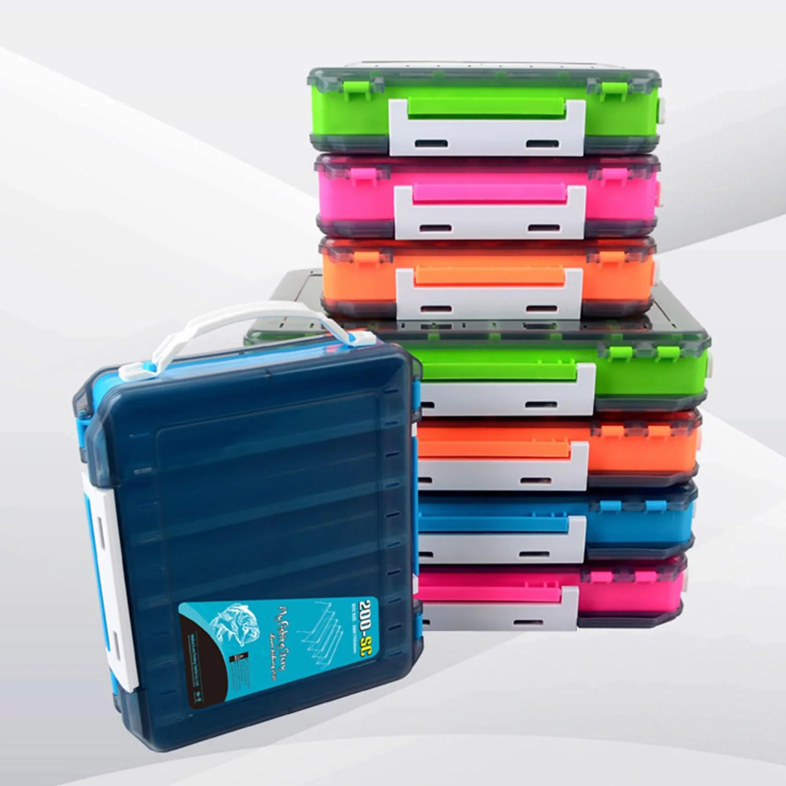 Caja de aparejos de doble cara para transportar señuelos de pesca transparentes, caja de almacenamiento, organizadores de aparejos de pesca, herramienta impermeable