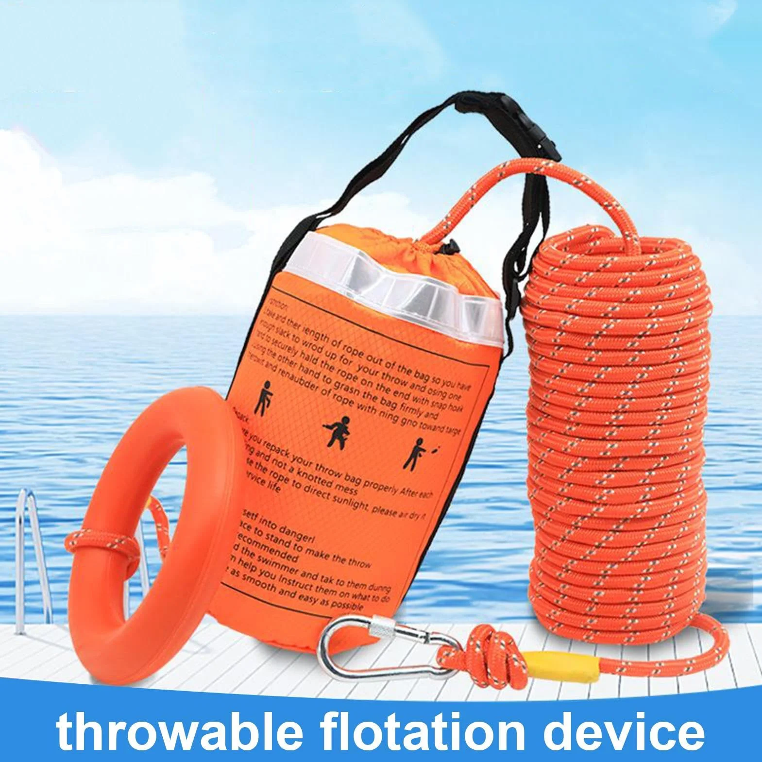 Kit De Cuerda De Rescate Flotador para Kayak 400 kg Dispositivo Flotante Visible para Deportes Acuáticos