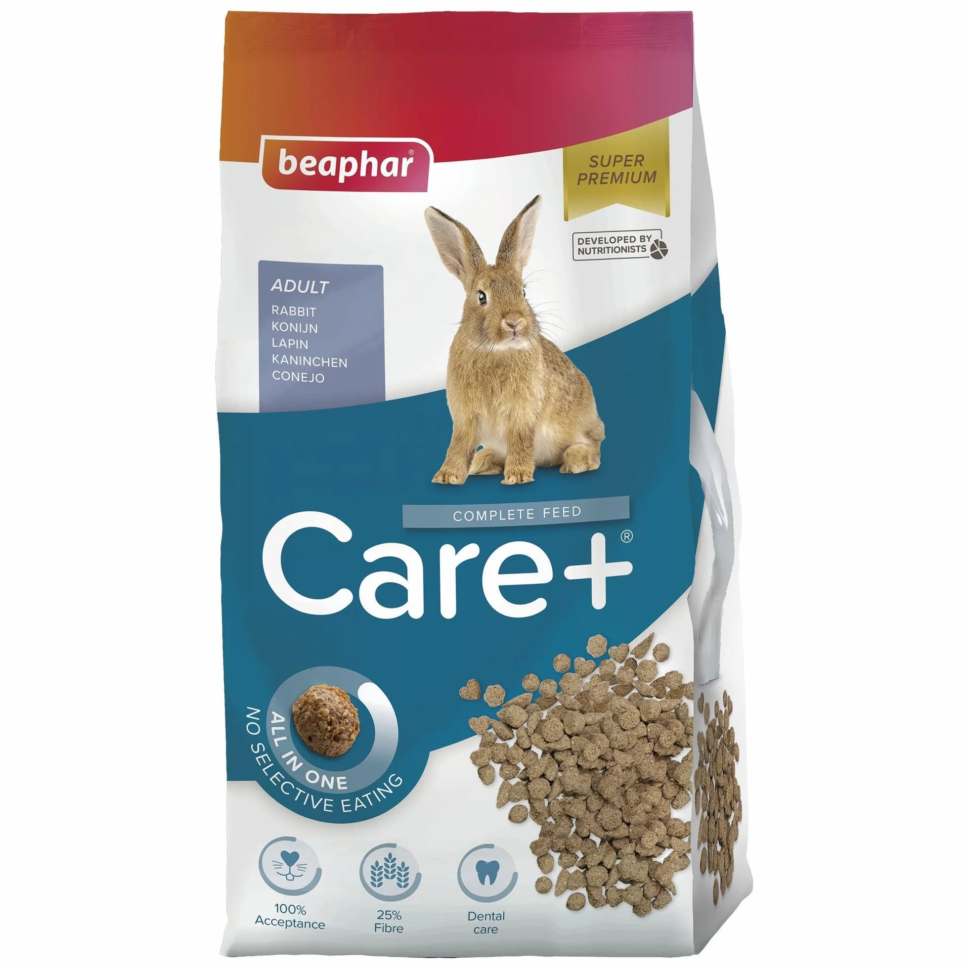 Beaphar - Care+ Pienso Super Premium - Comida para Conejos - 5kg - Todo en Uno - Alto en Fibra y Protéina - Desgaste de los Dientes y Sin azúcares ni coloranres añadidos- Alimentación Extrusionada