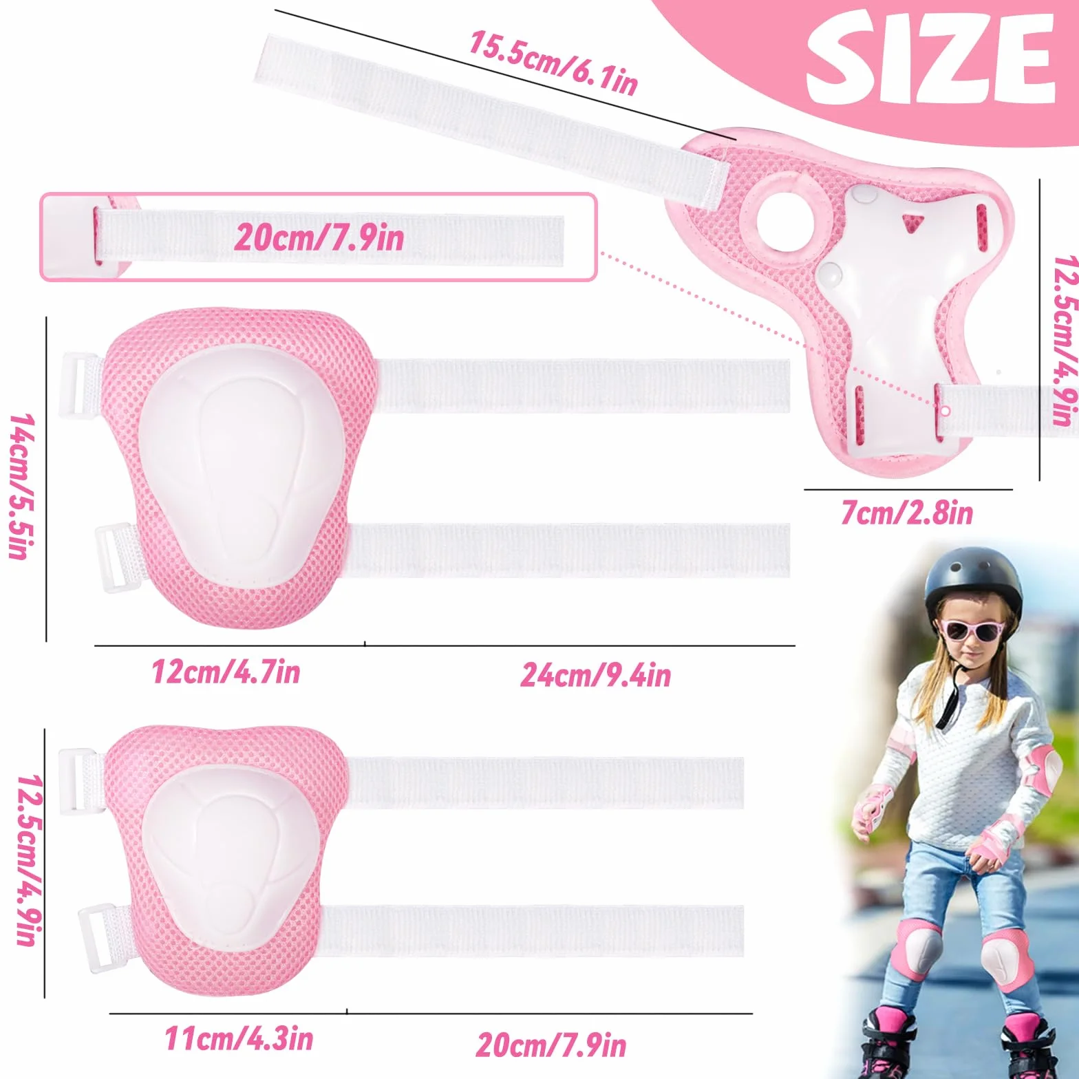 Juego de Protecciones Patines Infantil con Rodilleras Coderas Muñequeras Ajustables para Patinaje Ciclismo Skate