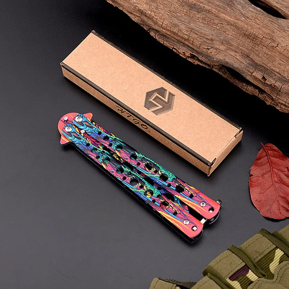 Cuchillo De Mariposa De Entrenamiento Hoja De Metal Roma Segura