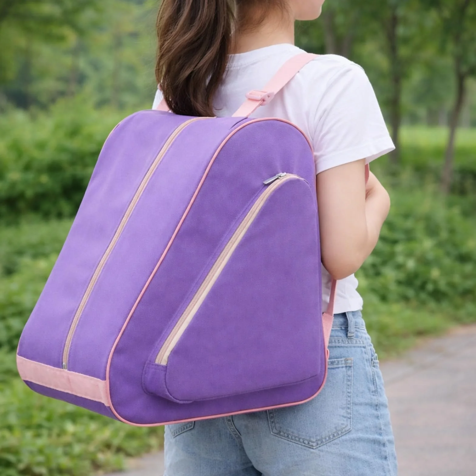 Bolsa para Patines con Correa Ajustable, Mochila para Patines de Hielo, Porta Patines de Ruedas