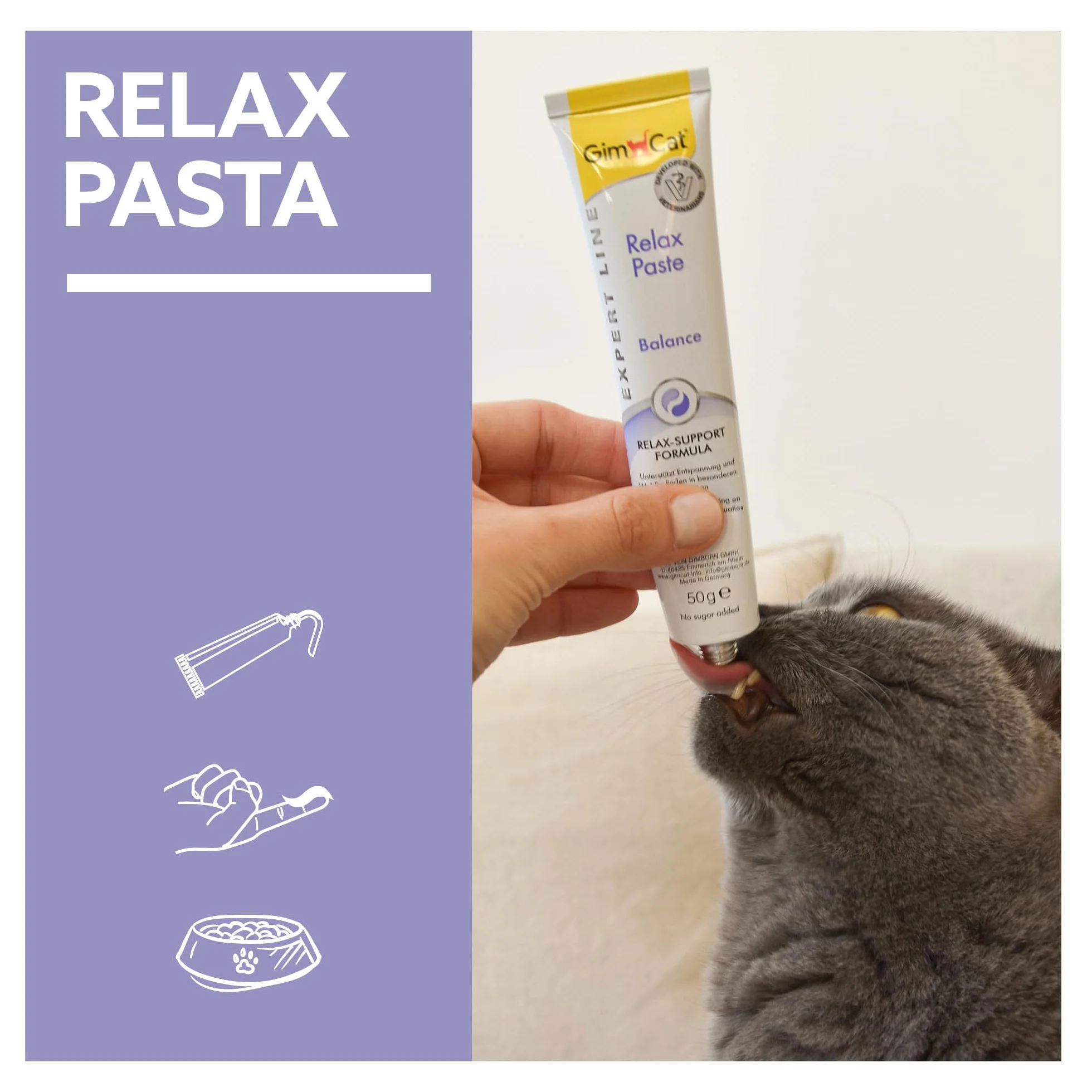GimCat EXPERT LINE Relax pasta - Snack para gatos funcional que favorece la relajación y el bienestar del gato - 1 tubo (1 x 50 g)