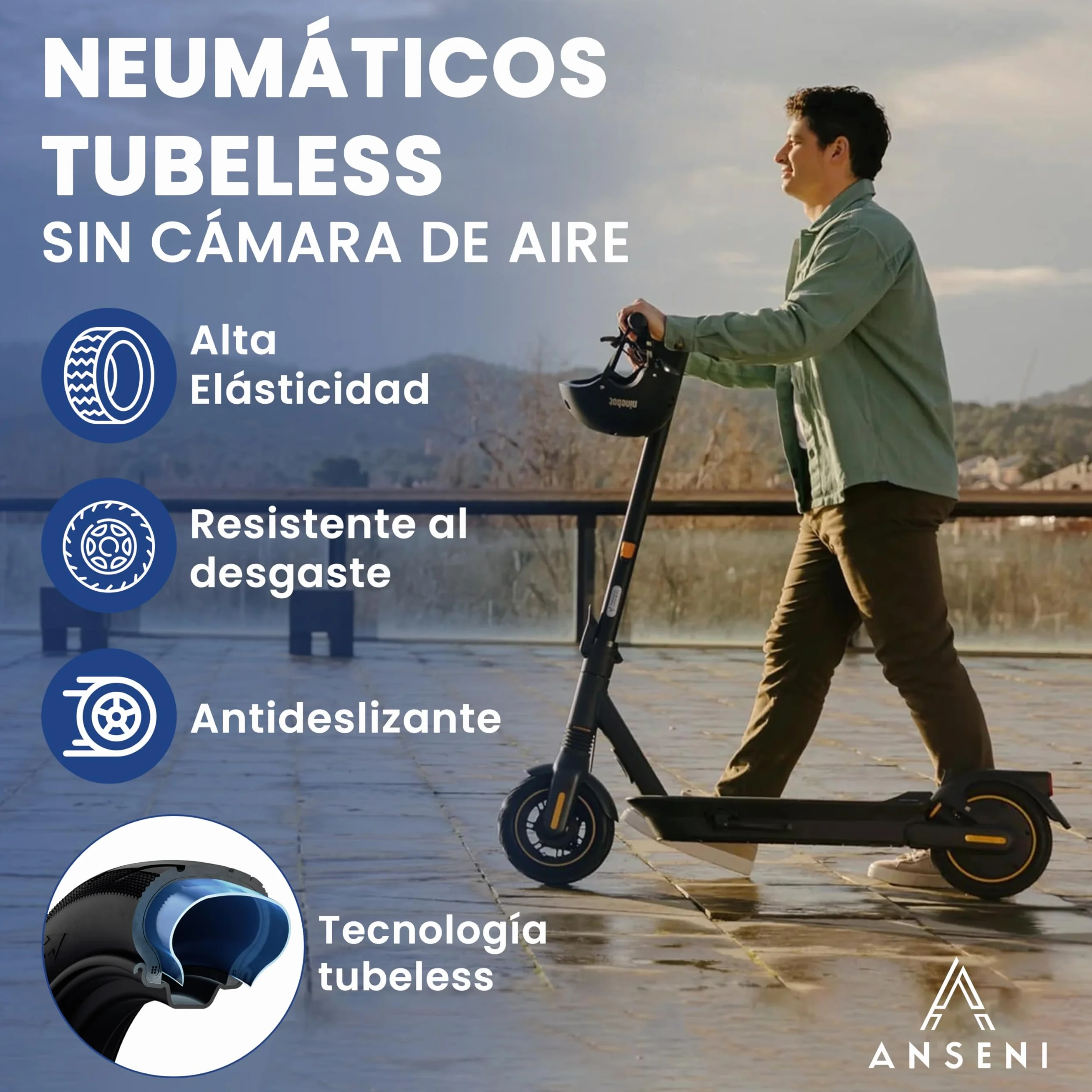 Rueda Tubeless 60/70-6.5 Neumático 10 Pulgadas 10x2.50-6.5 para Segway Ninebot E3 E, Max G30/G30D, Xiaomi 5/5 Pro/5 Max, Smartgyro K2